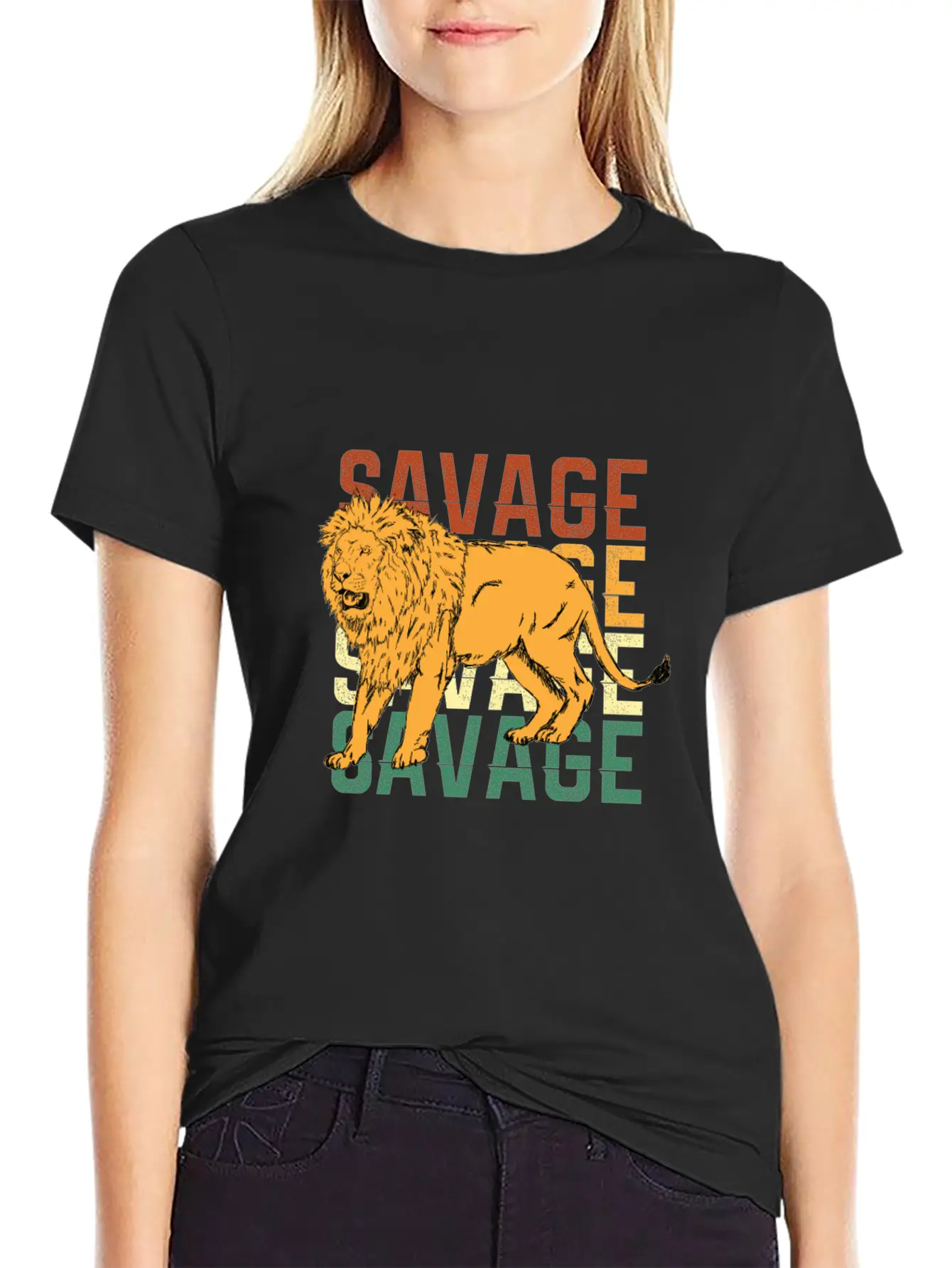 Animal Prints - Savage Lion Lightweight Cotton T-Shirt – Daily Comfort Graphic Shirt