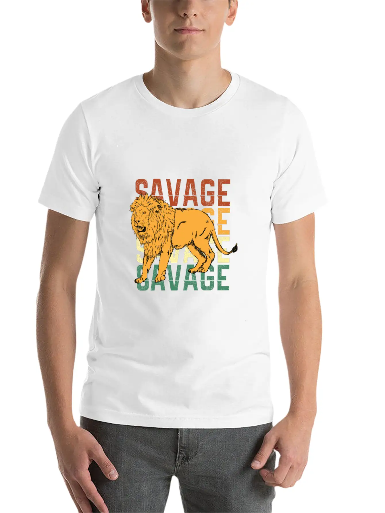 Animal Prints - Savage Lion Lightweight Cotton T-Shirt – Daily Comfort Graphic Shirt