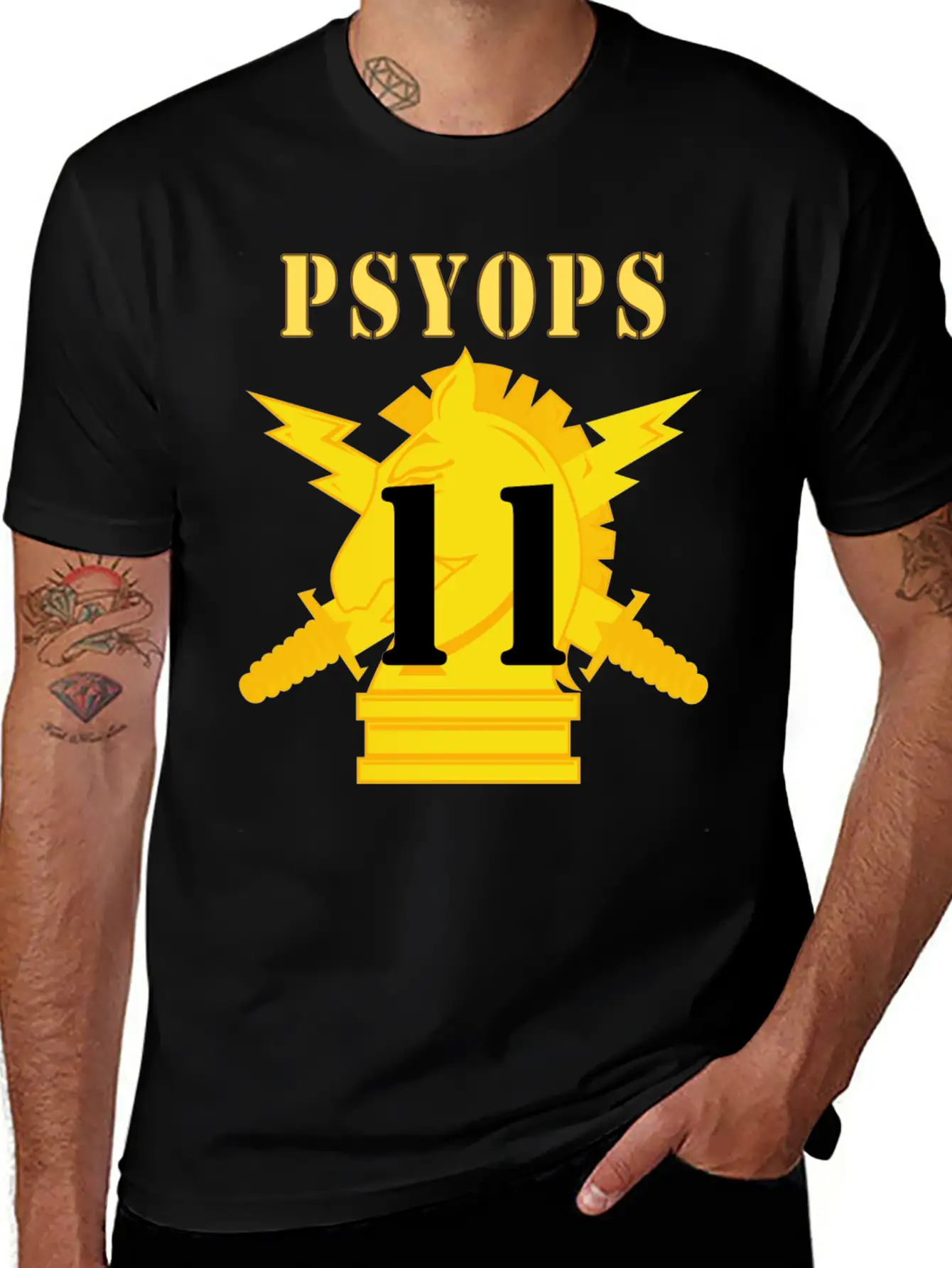 Army PSYOPS W Branch Insignia 11th Battalion Lightweight Cotton T-Shirt – Daily Comfort Graphic Shirt