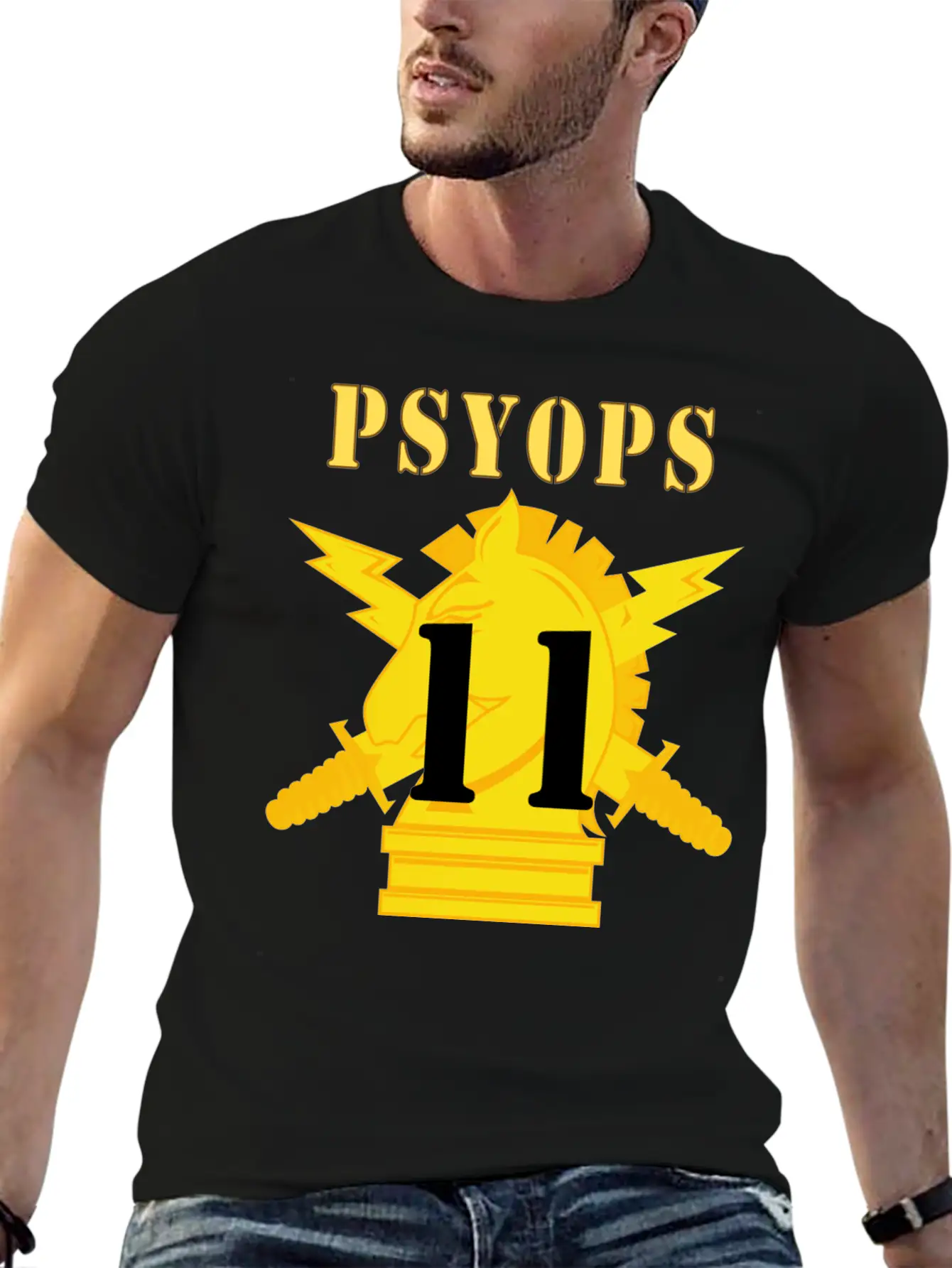 Army PSYOPS W Branch Insignia 11th Battalion Lightweight Cotton T-Shirt – Daily Comfort Graphic Shirt