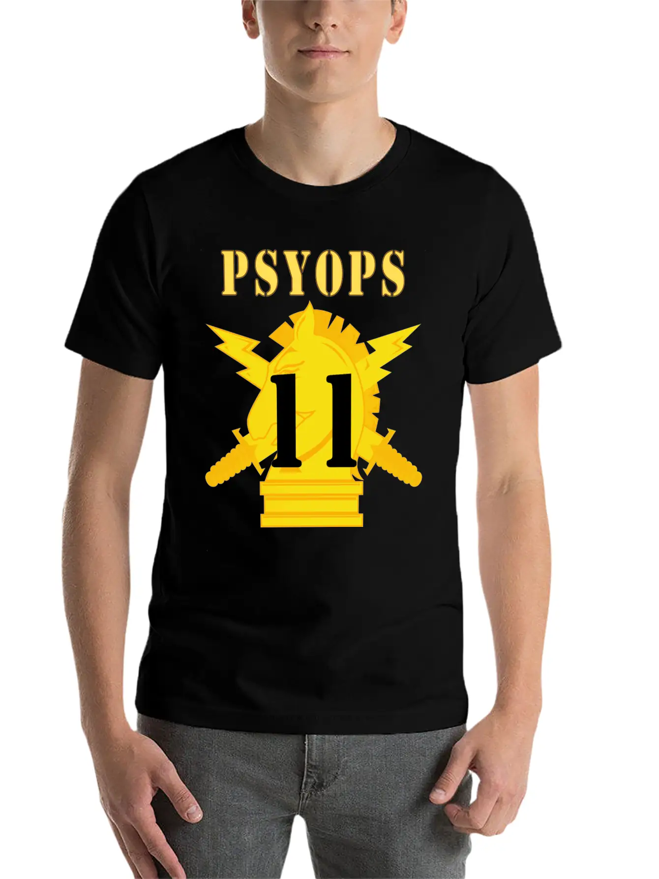 Army PSYOPS W Branch Insignia 11th Battalion Lightweight Cotton T-Shirt – Daily Comfort Graphic Shirt