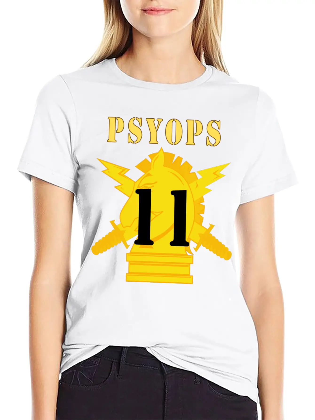 Army PSYOPS W Branch Insignia 11th Battalion Lightweight Cotton T-Shirt – Daily Comfort Graphic Shirt