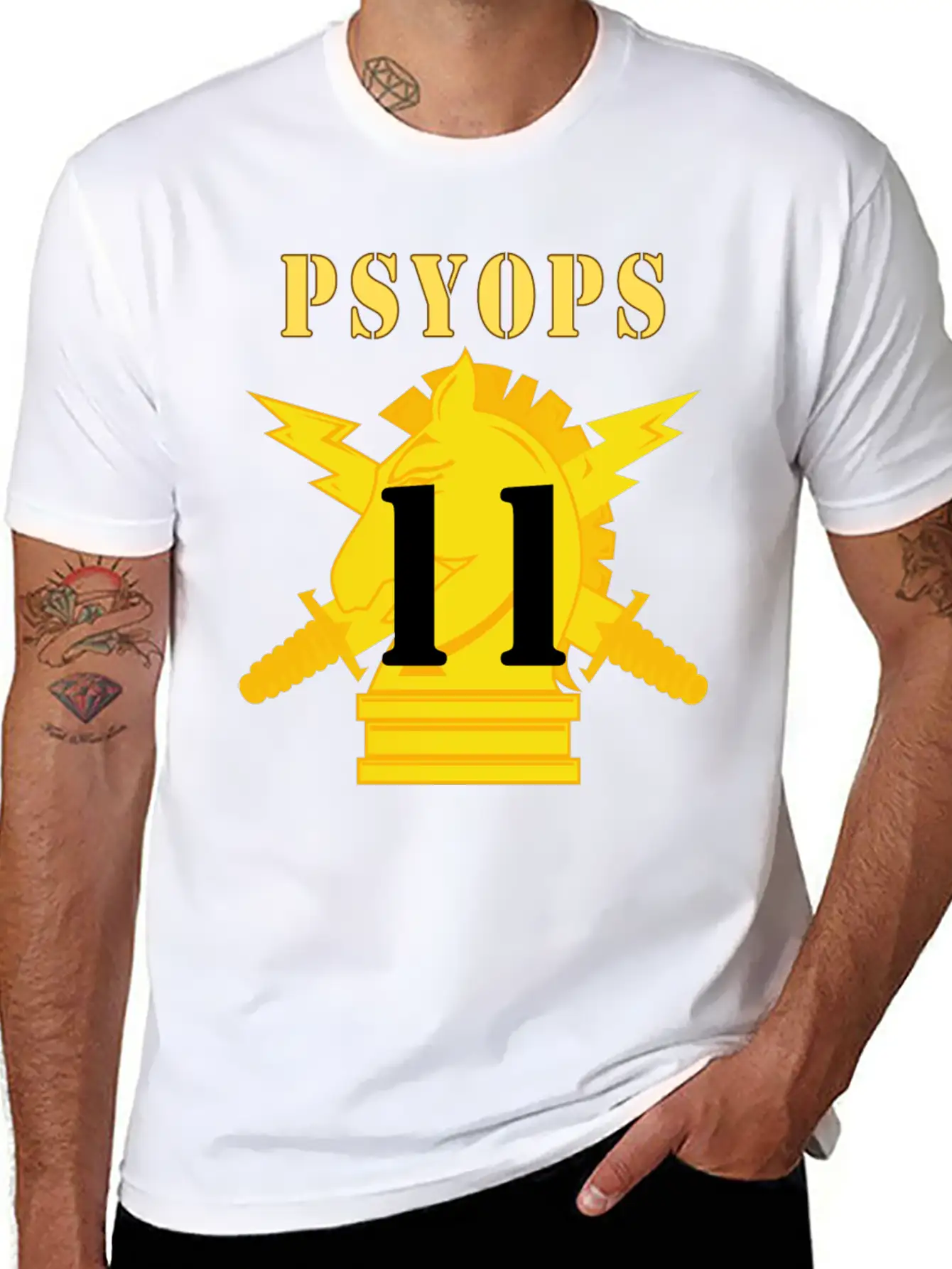 Army PSYOPS W Branch Insignia 11th Battalion Lightweight Cotton T-Shirt – Daily Comfort Graphic Shirt