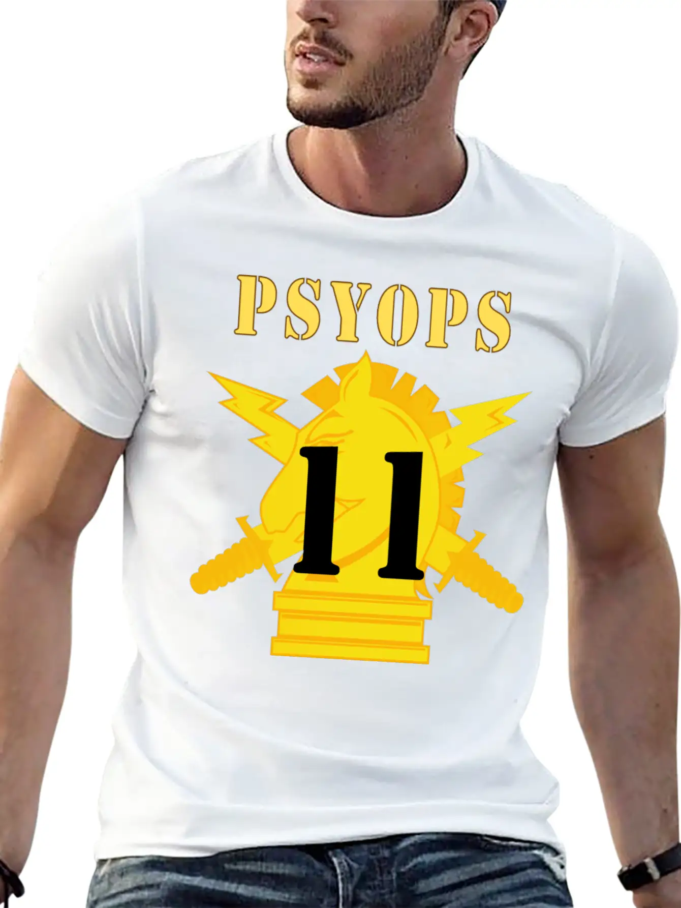 Army PSYOPS W Branch Insignia 11th Battalion Lightweight Cotton T-Shirt – Daily Comfort Graphic Shirt