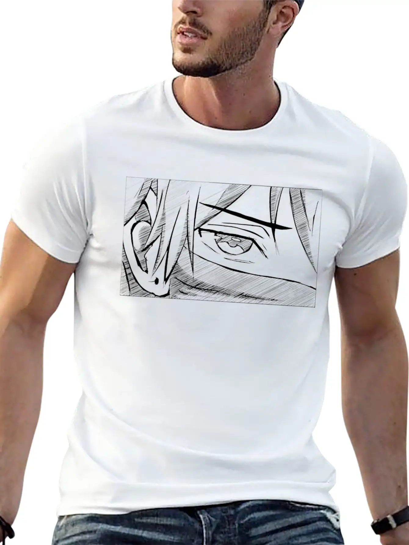 Art Academia Aesthetic Japanese Anime Boy Eye Lightweight Cotton T-Shirt – Daily Comfort Graphic Shirt