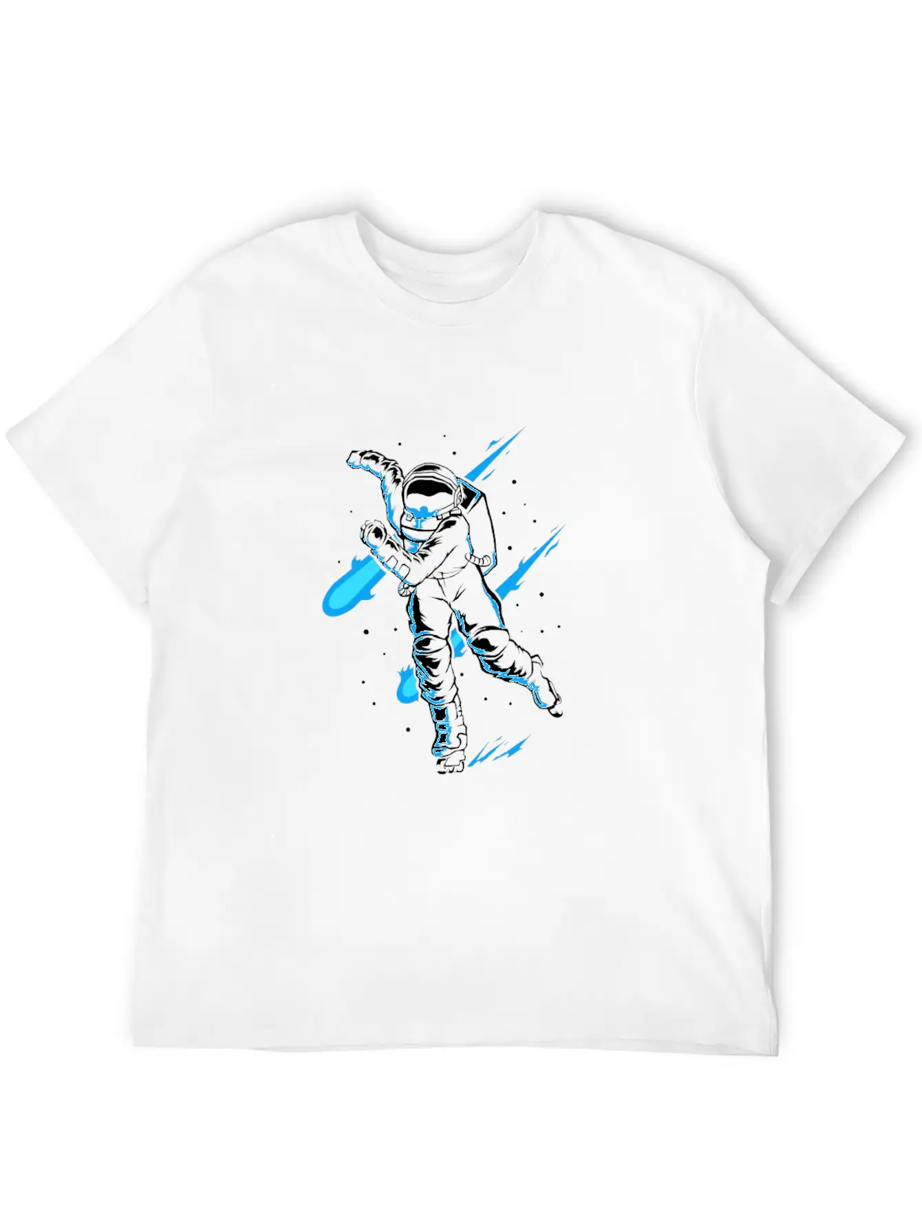 Astronaut Ice Skates Funny Ice Skater Lightweight Cotton T-Shirt – Daily Comfort Graphic Shirt