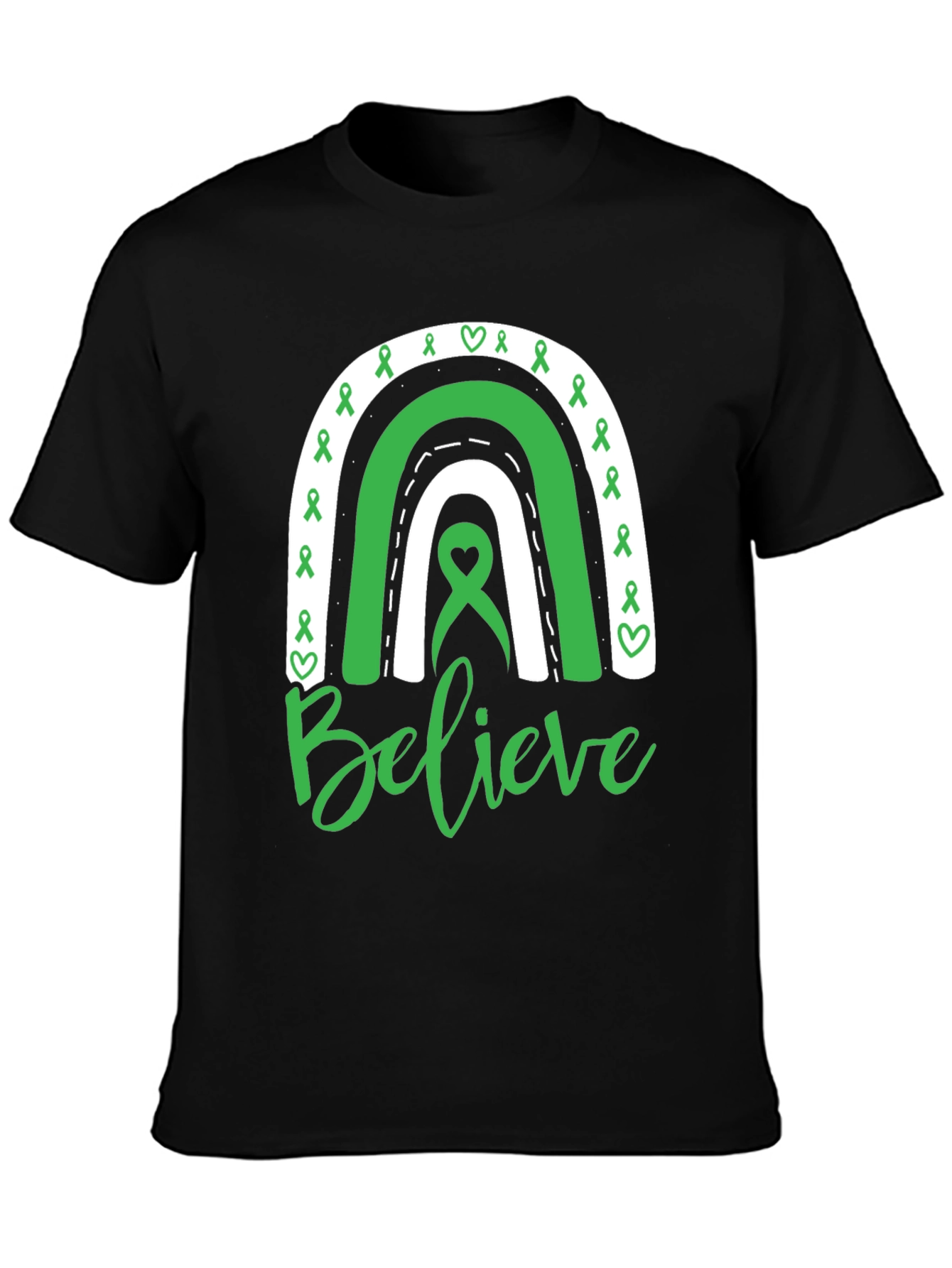 Believe Green Ribbon Rainbow T-Shirt
