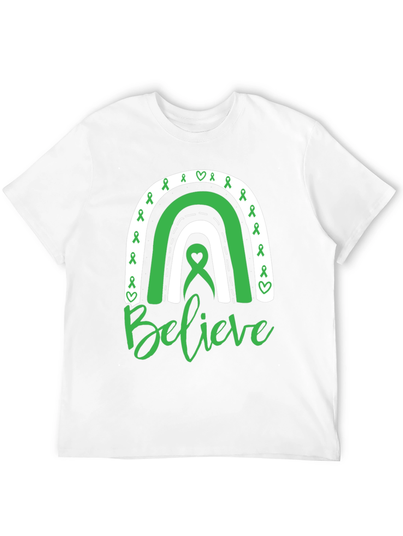 Believe Green Ribbon Rainbow T-Shirt