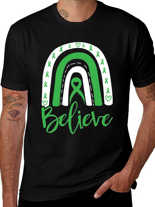 Believe Green Ribbon Rainbow T-Shirt