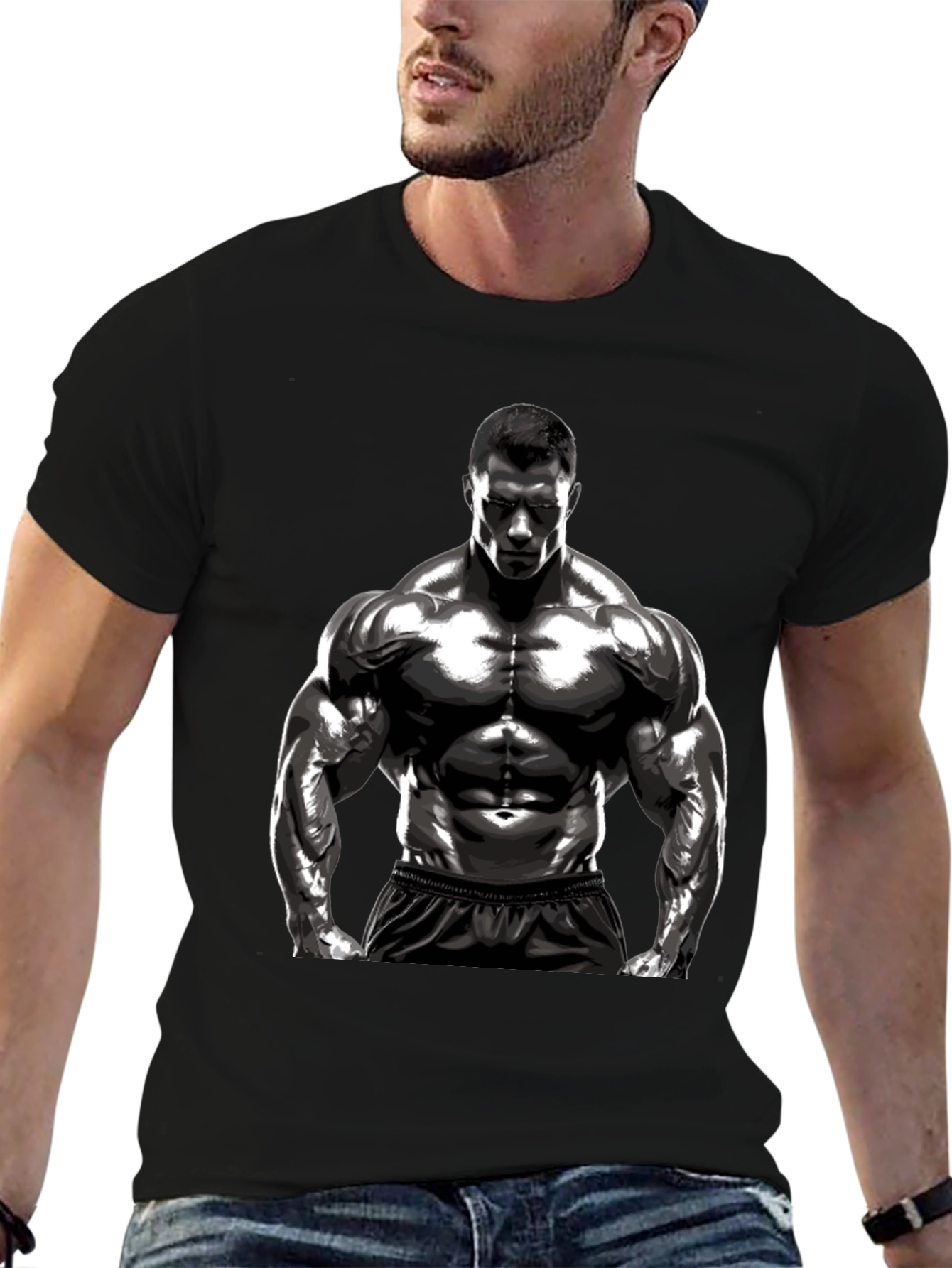 Bodybuilder Graphic T-Shirt - Black
