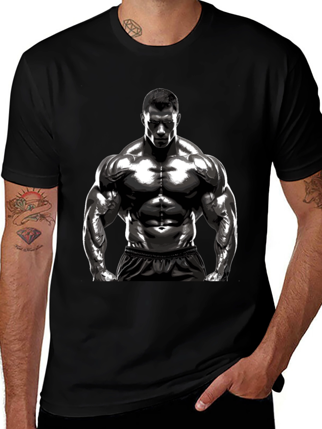 Bodybuilder Graphic T-Shirt - Black