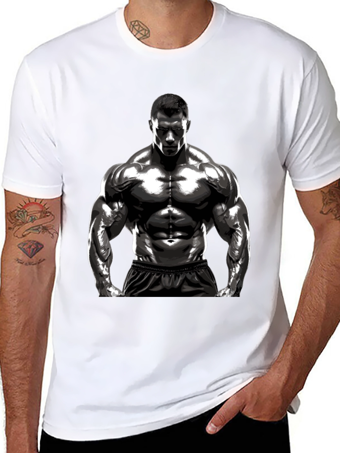 Bodybuilder Graphic T-Shirt - Black