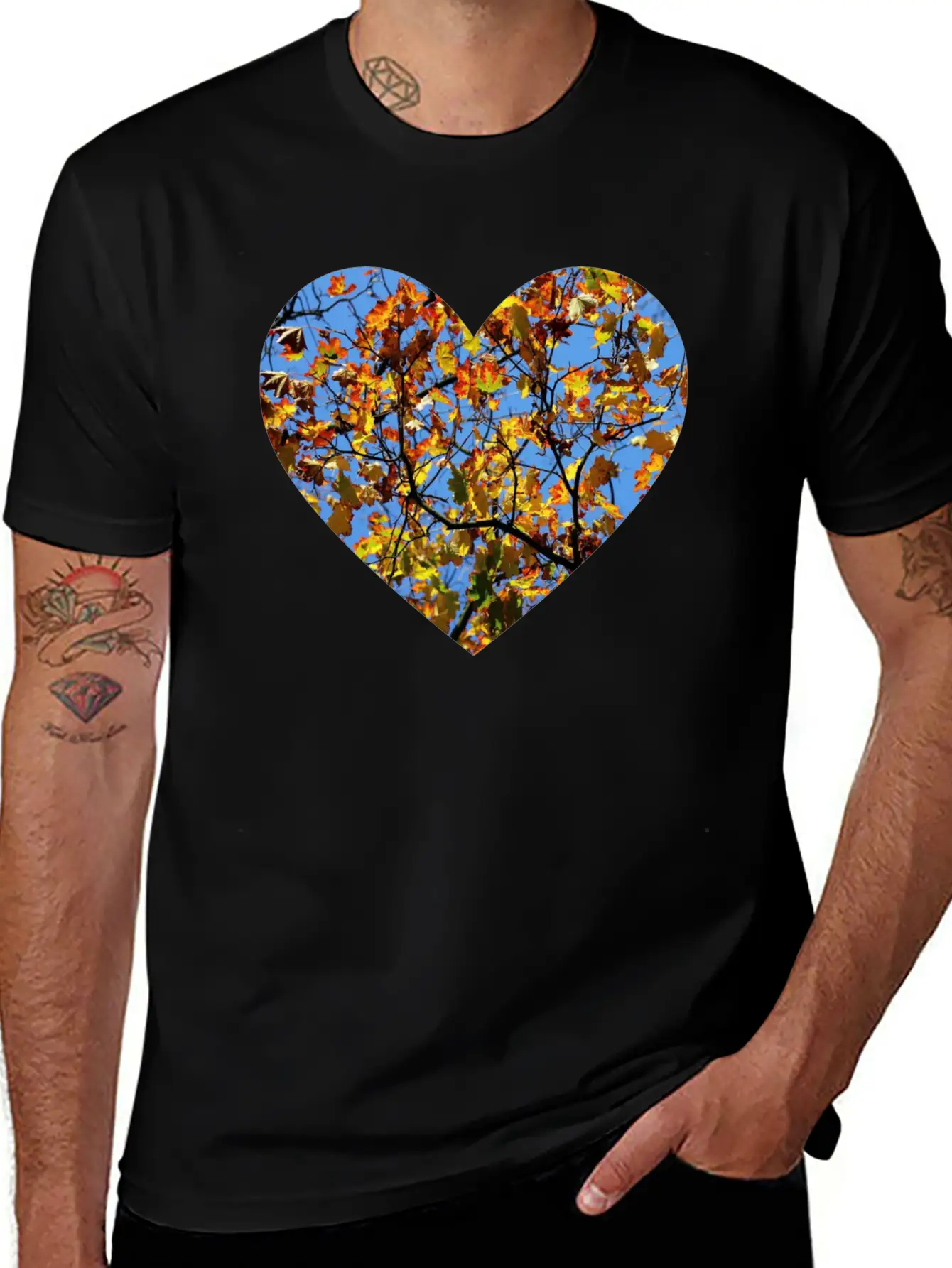 Autumn Heart Lightweight Cotton T-Shirt – Daily Comfort Graphic Shirt