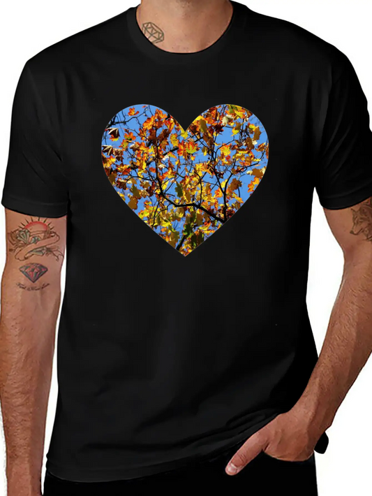 Autumn Heart Lightweight Cotton T-Shirt – Daily Comfort Graphic Shirt