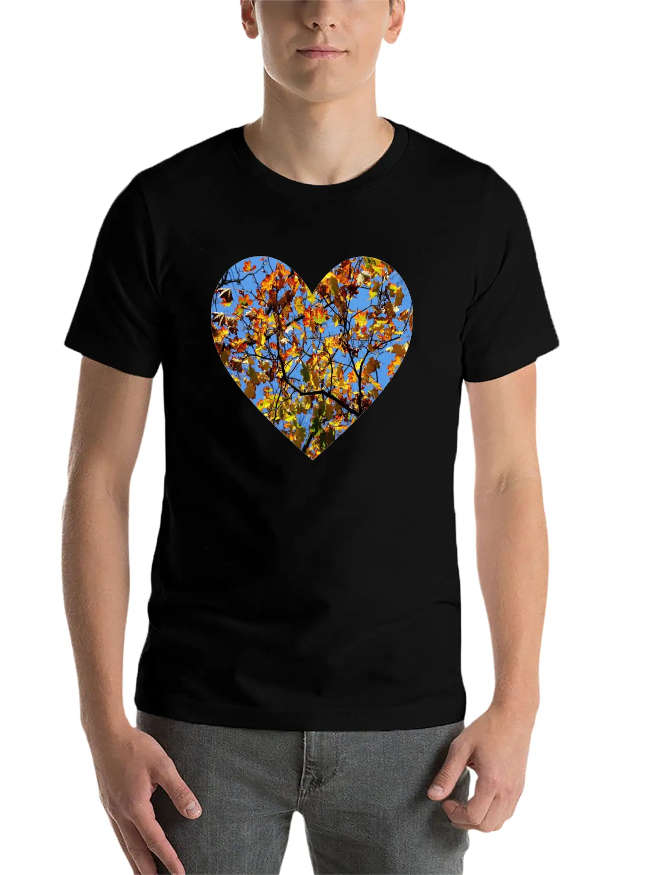 Autumn Heart Lightweight Cotton T-Shirt – Daily Comfort Graphic Shirt