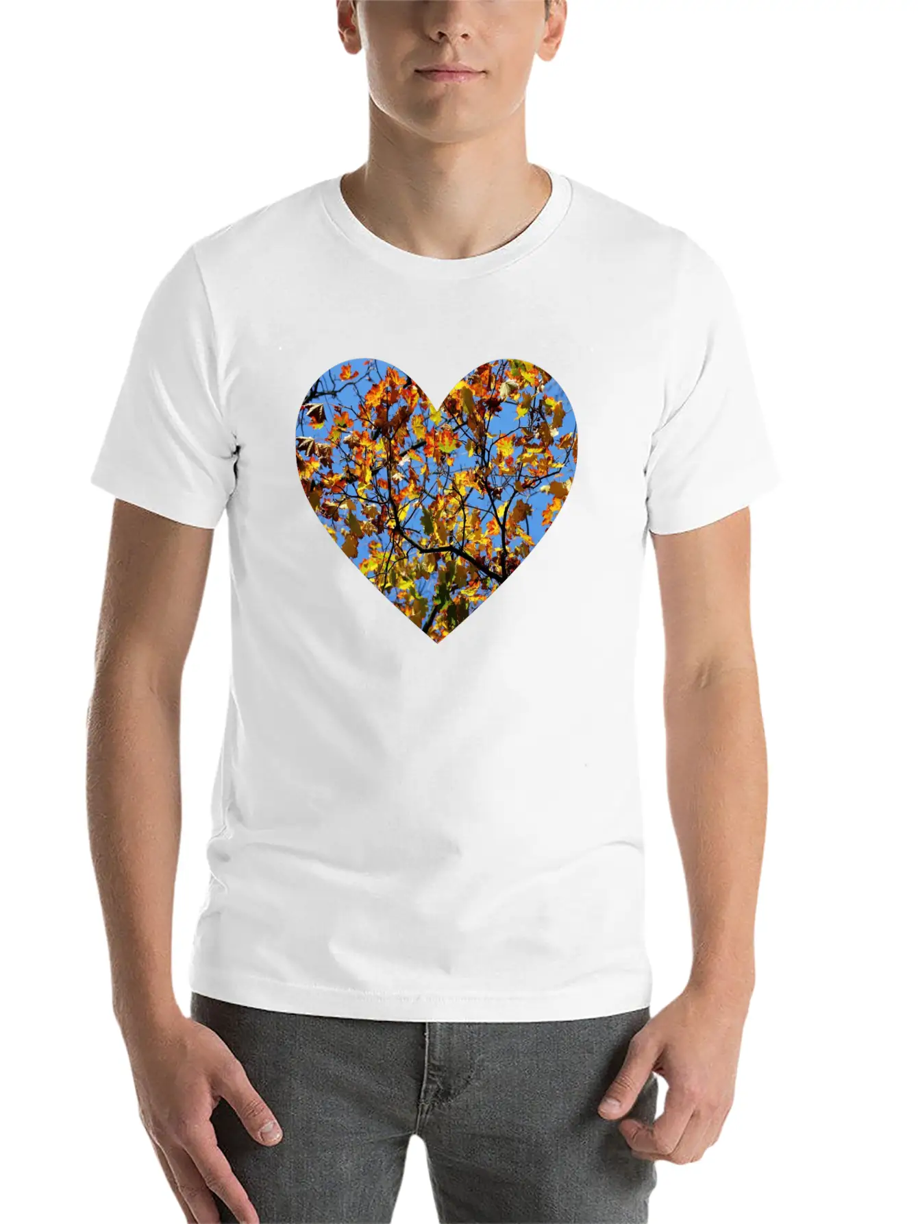 Autumn Heart Lightweight Cotton T-Shirt – Daily Comfort Graphic Shirt