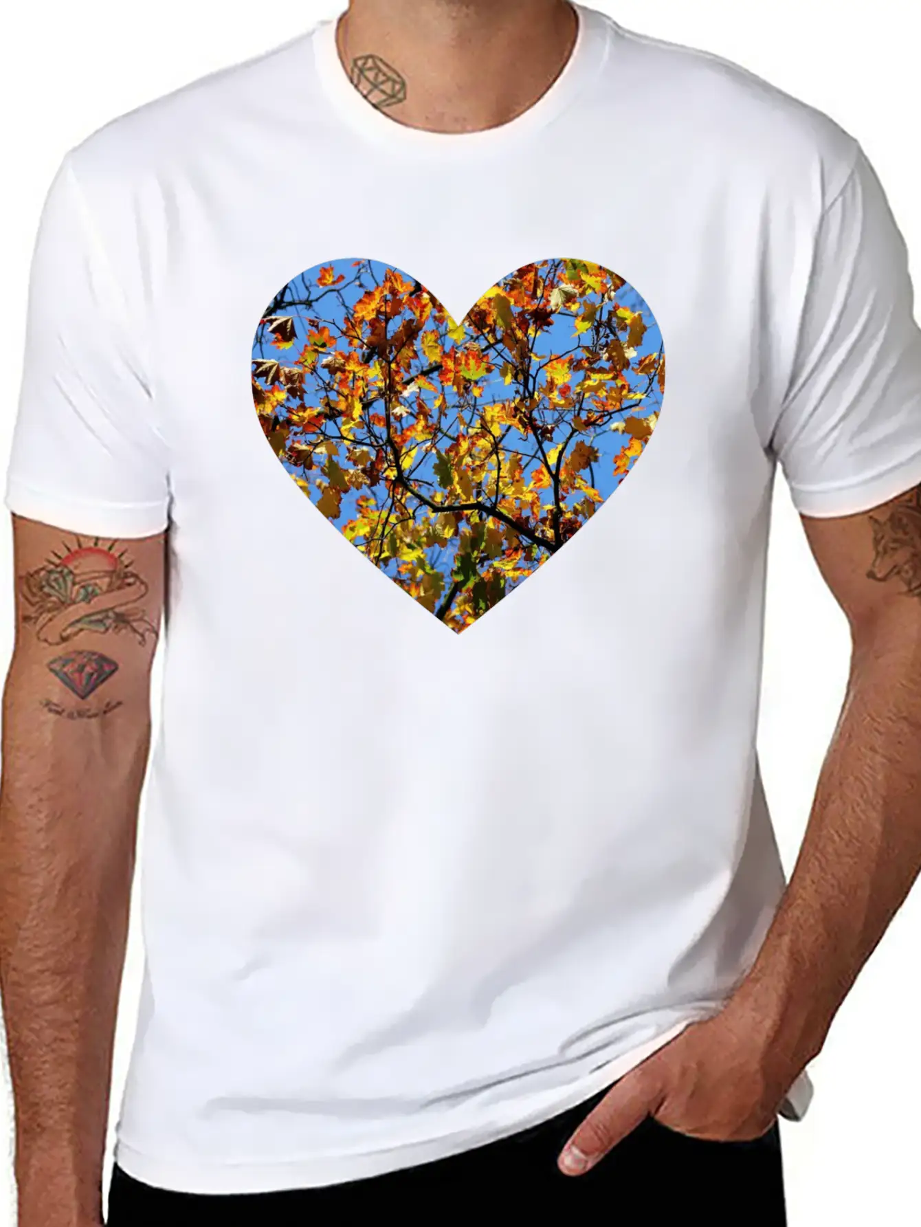 Autumn Heart Lightweight Cotton T-Shirt – Daily Comfort Graphic Shirt