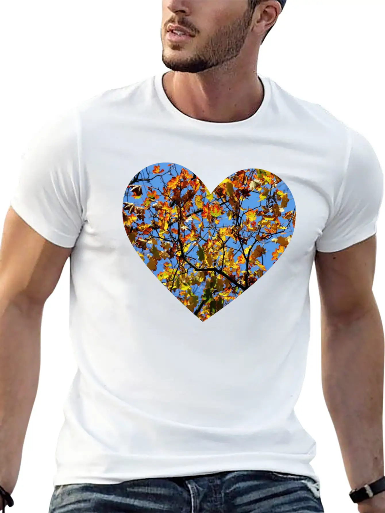 Autumn Heart Lightweight Cotton T-Shirt – Daily Comfort Graphic Shirt
