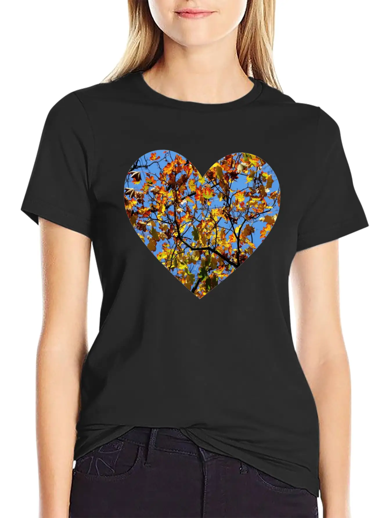 Autumn Heart Lightweight Cotton T-Shirt – Daily Comfort Graphic Shirt
