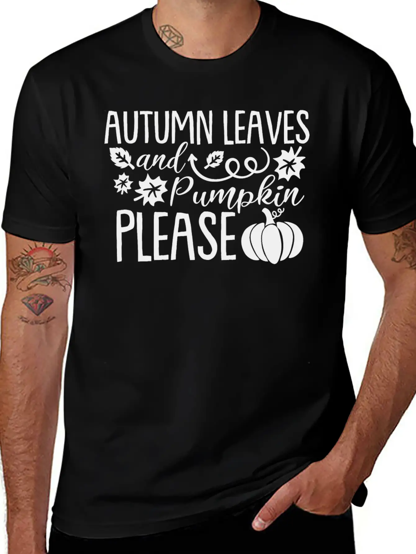 Autumn Leaves Pumpkin Please Lightweight Cotton T-Shirt – Daily Comfort Graphic Shirt