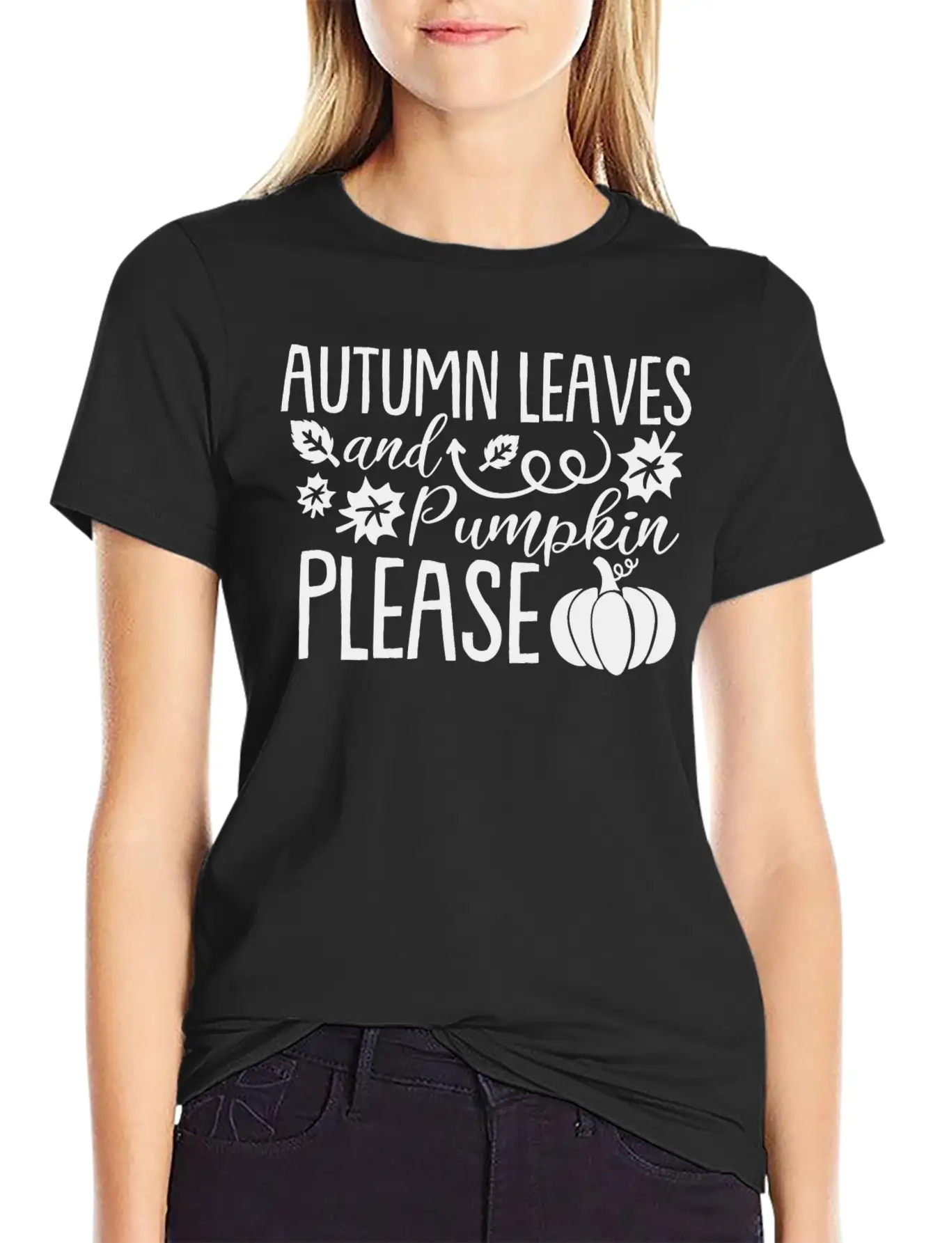 Autumn Leaves Pumpkin Please Lightweight Cotton T-Shirt – Daily Comfort Graphic Shirt