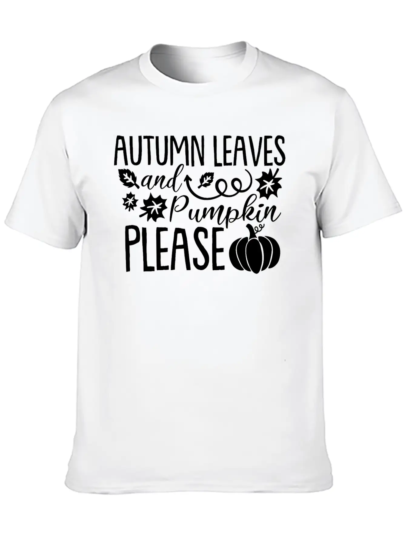 Autumn Leaves Pumpkin Please Lightweight Cotton T-Shirt – Daily Comfort Graphic Shirt