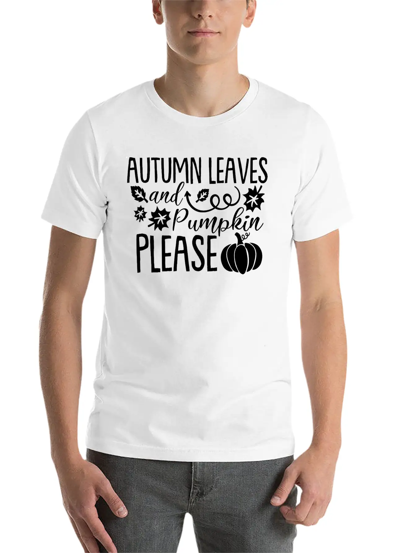 Autumn Leaves Pumpkin Please Lightweight Cotton T-Shirt – Daily Comfort Graphic Shirt