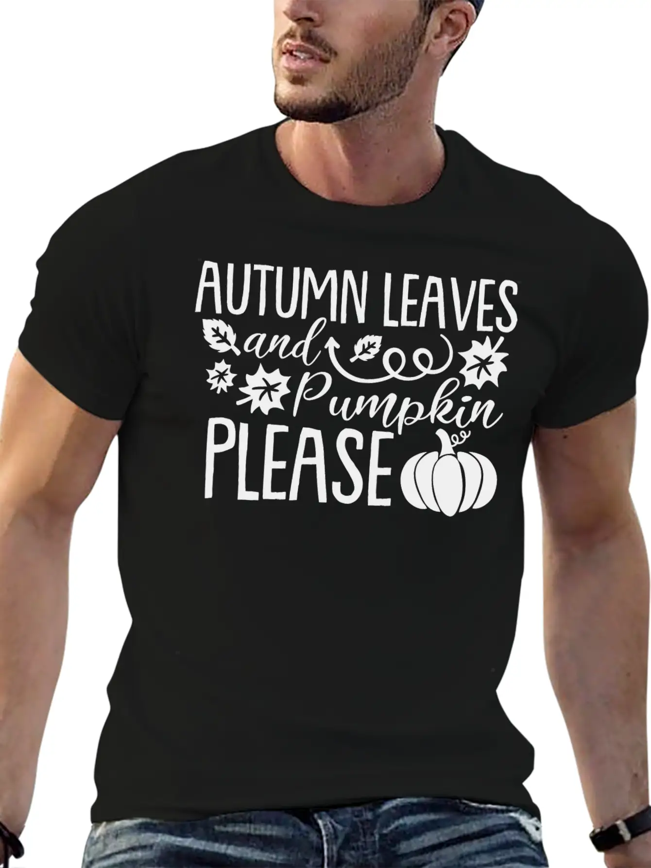 Autumn Leaves Pumpkin Please Lightweight Cotton T-Shirt – Daily Comfort Graphic Shirt
