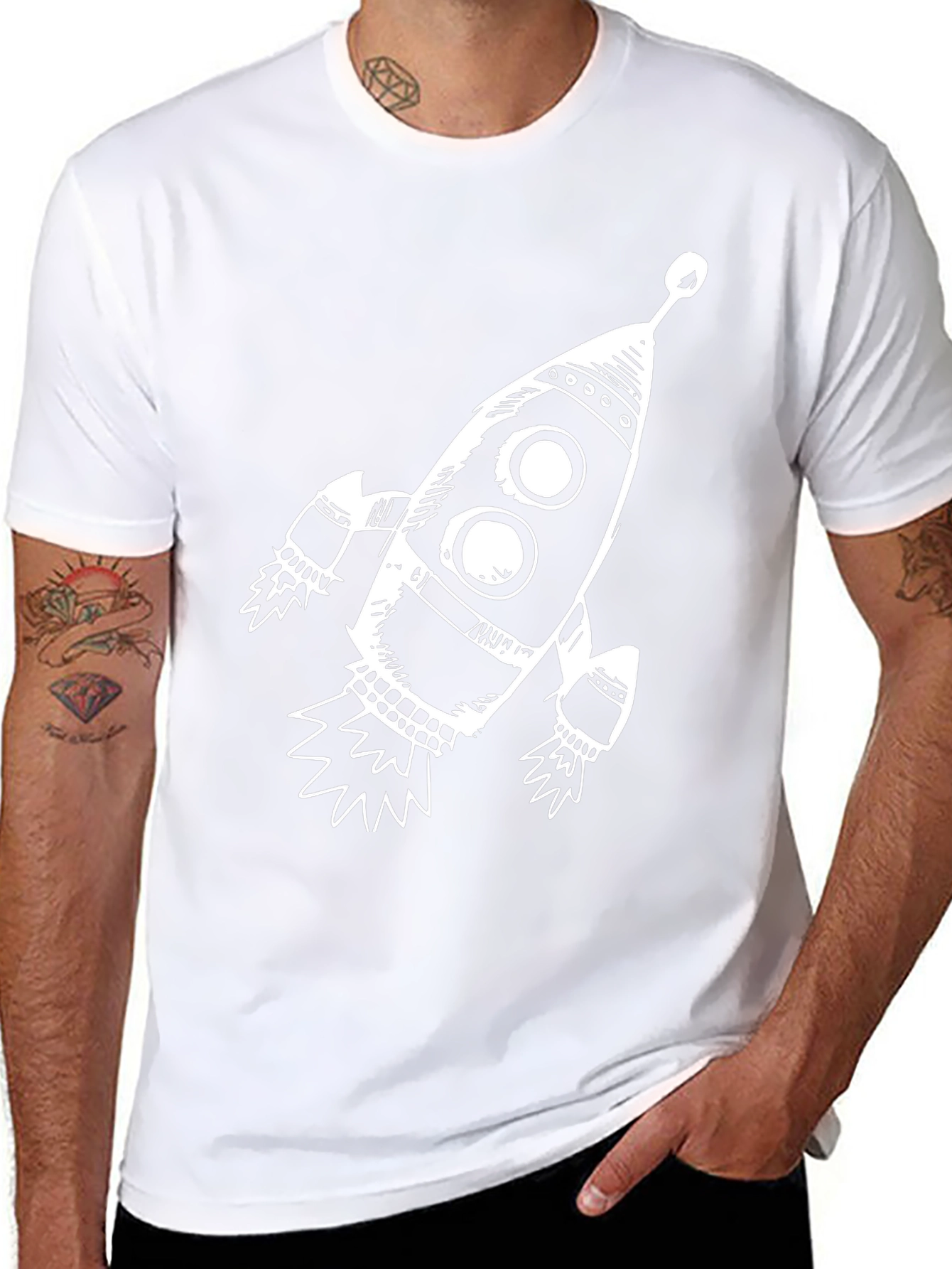 Rocket Graphic Black T-Shirt - Space Adventure