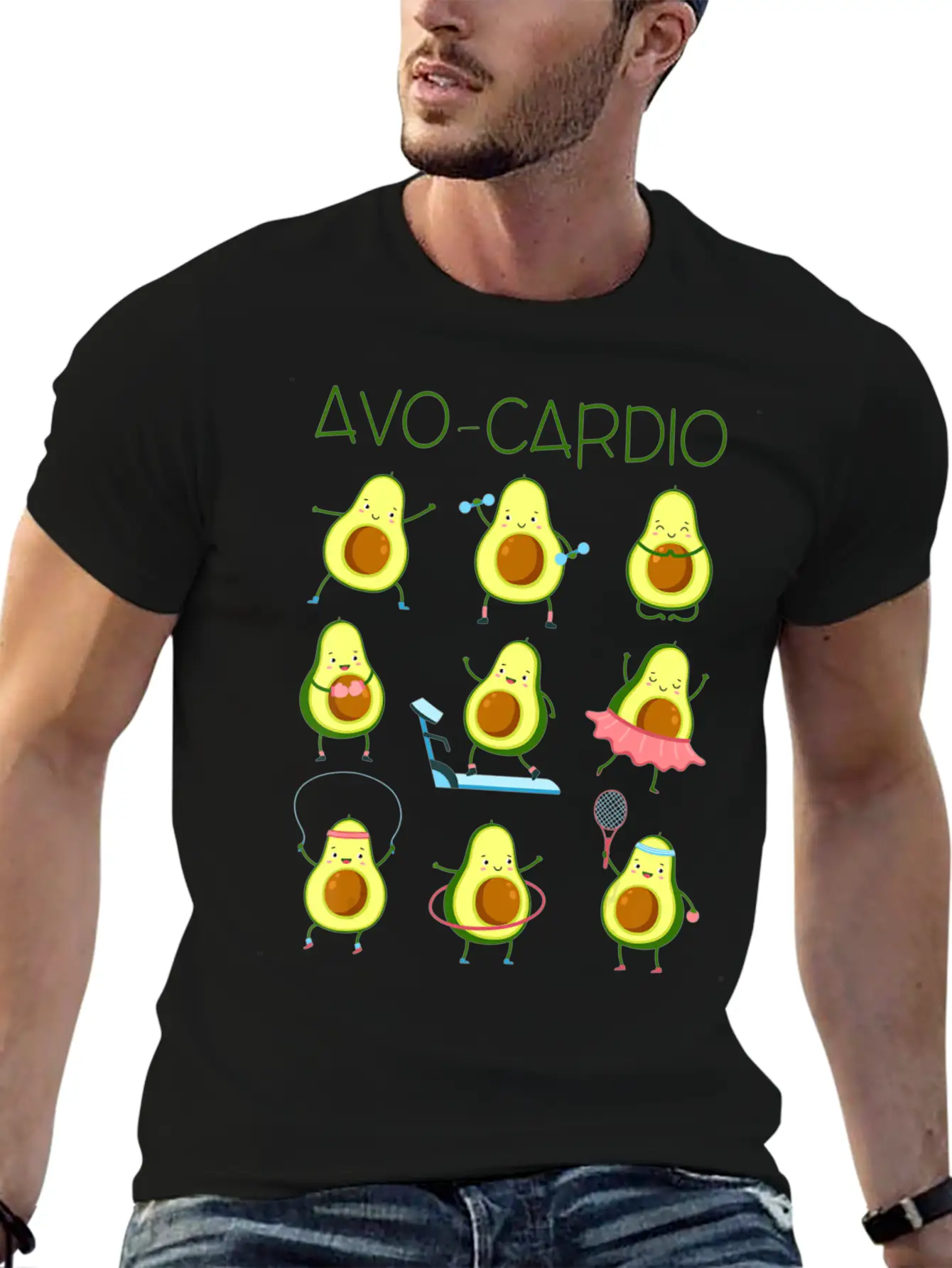 Avo Cardio Avocado Cardio Funny Exercise Fruit Pu Lightweight Cotton T-Shirt – Daily Comfort Graphic Shirt