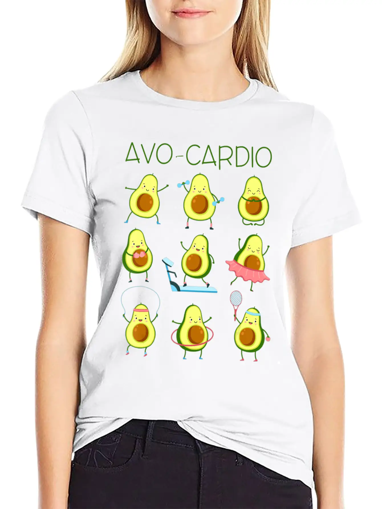 Avo Cardio Avocado Cardio Funny Exercise Fruit Pu Lightweight Cotton T-Shirt – Daily Comfort Graphic Shirt