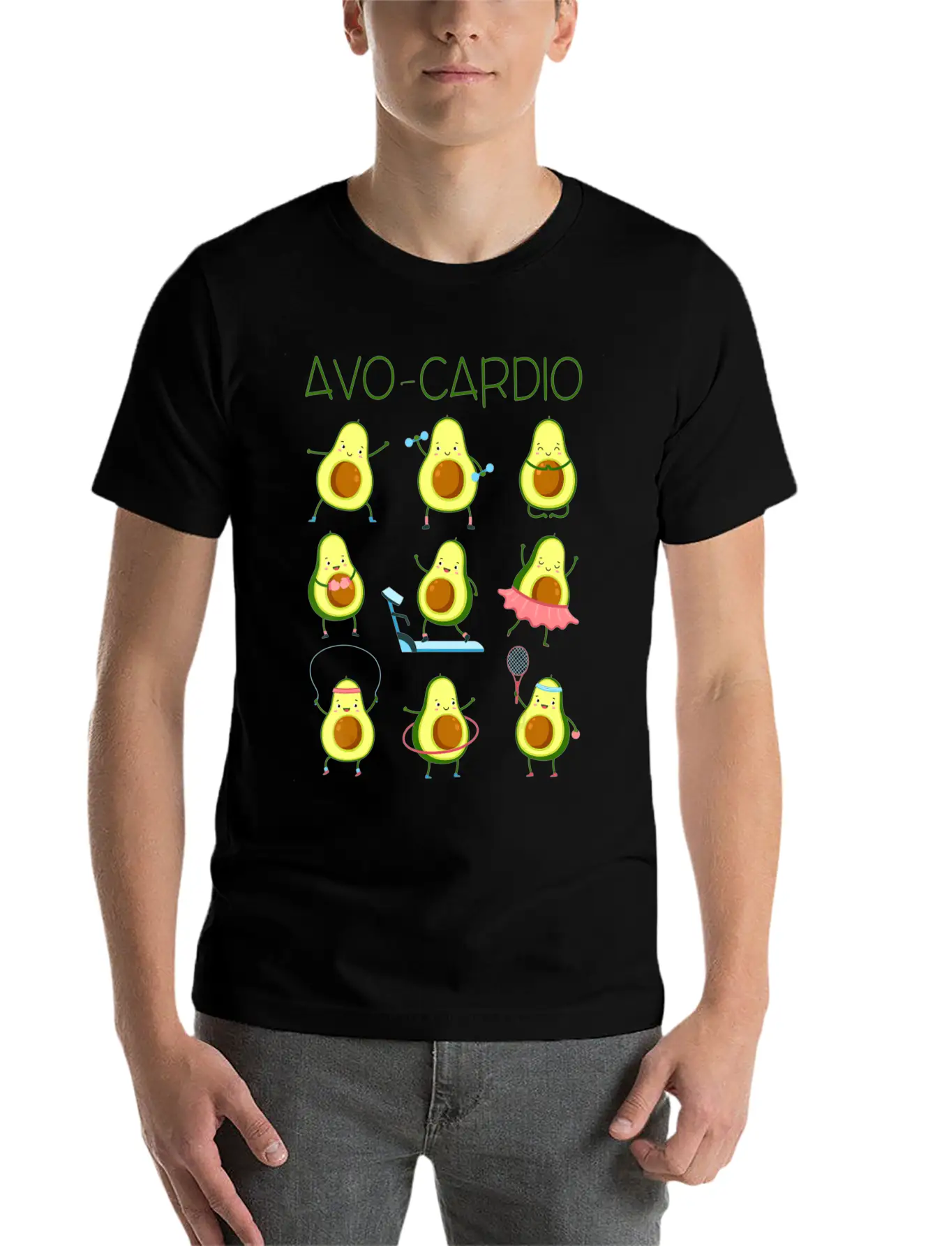 Avo Cardio Avocado Cardio Funny Exercise Fruit Pu Lightweight Cotton T-Shirt – Daily Comfort Graphic Shirt