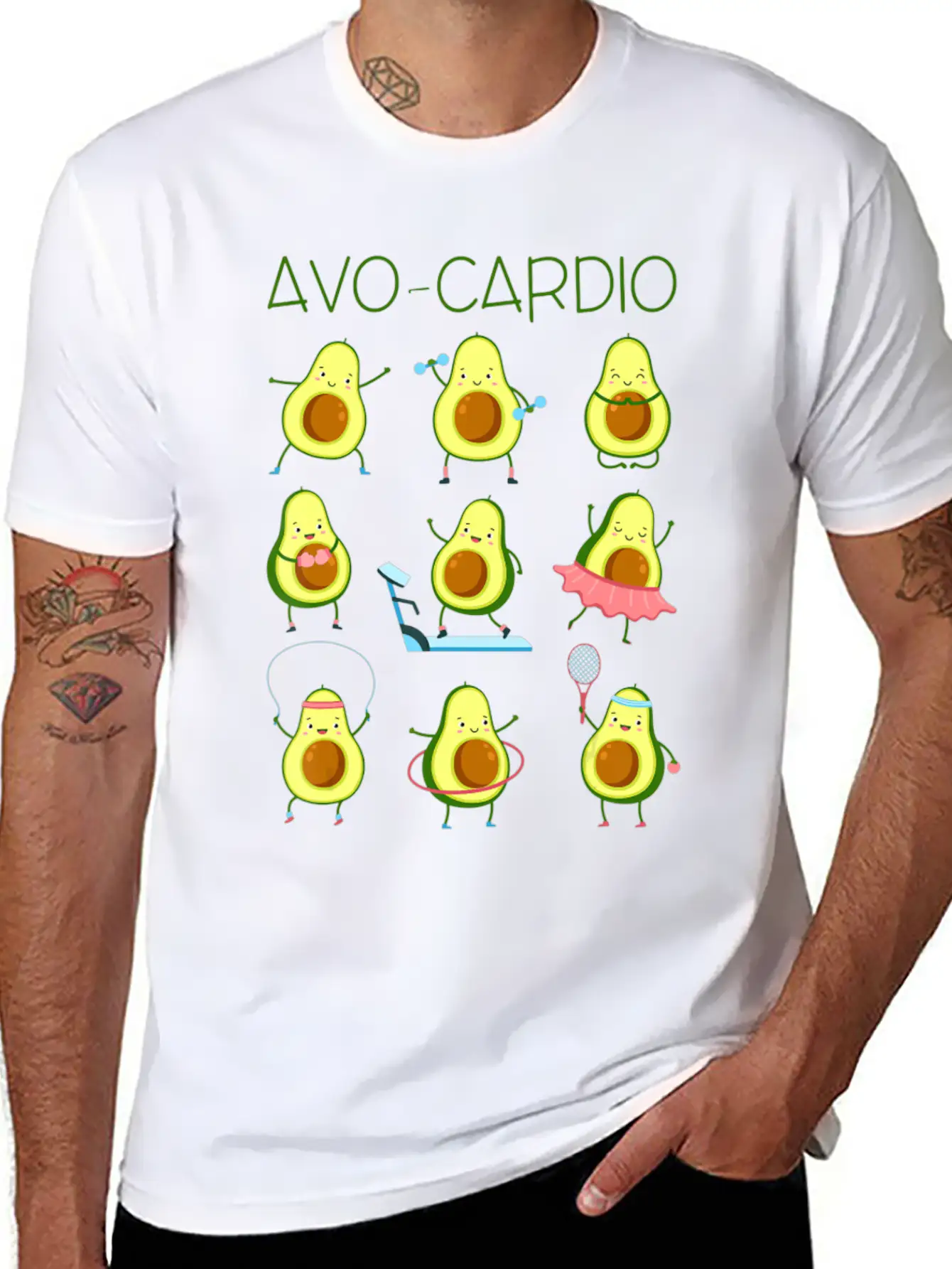 Avo Cardio Avocado Cardio Funny Exercise Fruit Pu Lightweight Cotton T-Shirt – Daily Comfort Graphic Shirt
