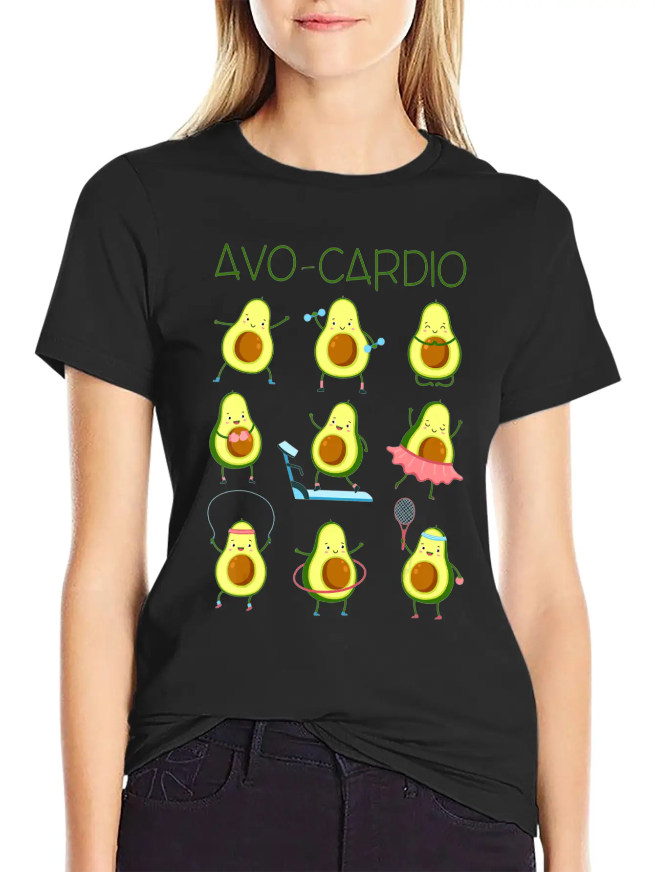 Avo Cardio Avocado Cardio Funny Exercise Fruit Pu Lightweight Cotton T-Shirt – Daily Comfort Graphic Shirt