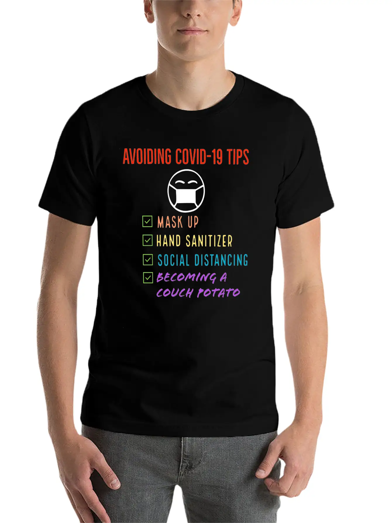 Avoiding Covid-19 Tips Checklist Lightweight Cotton T-Shirt – Daily Comfort Graphic Shirt