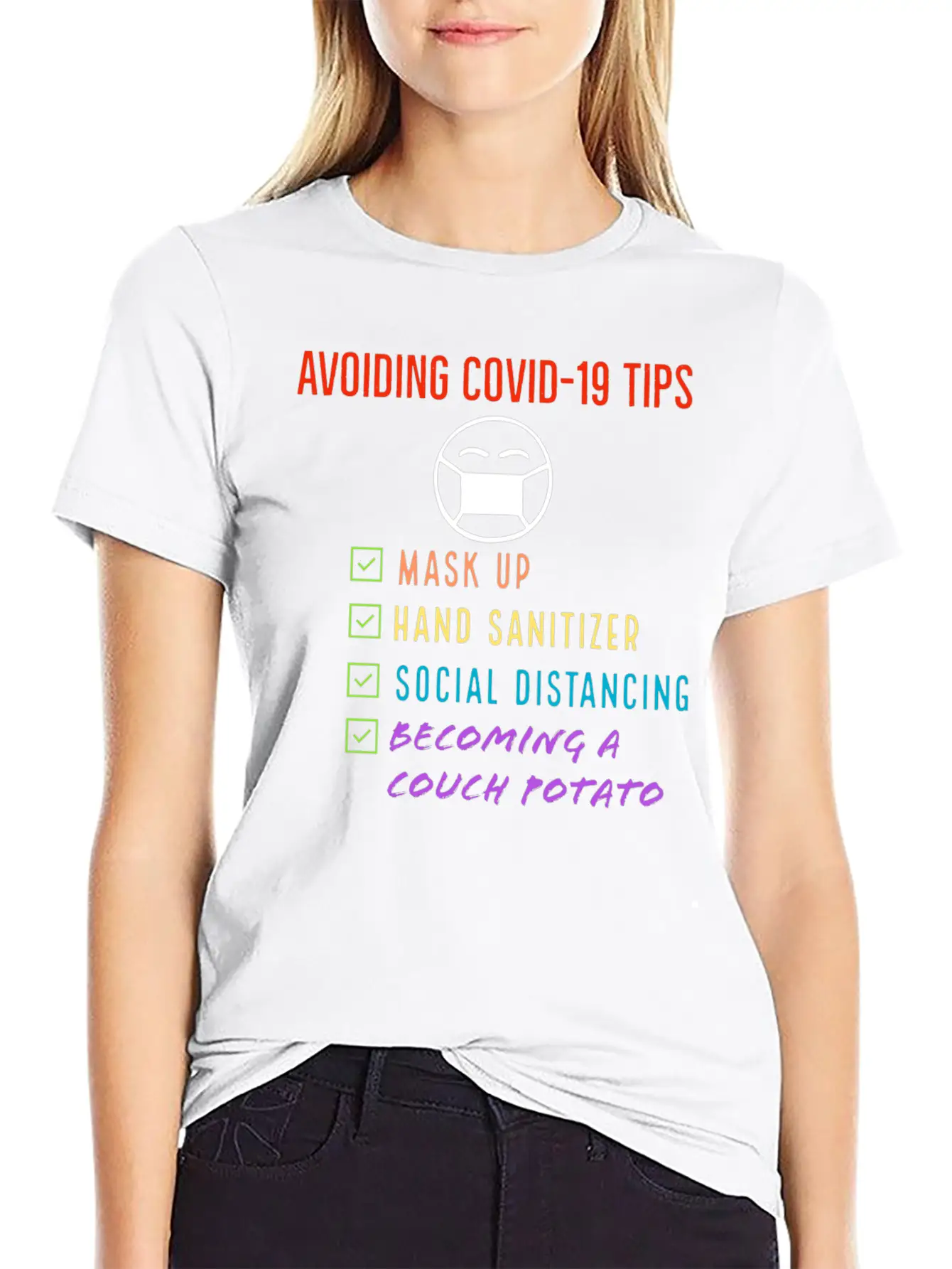 Avoiding Covid-19 Tips Checklist Lightweight Cotton T-Shirt – Daily Comfort Graphic Shirt