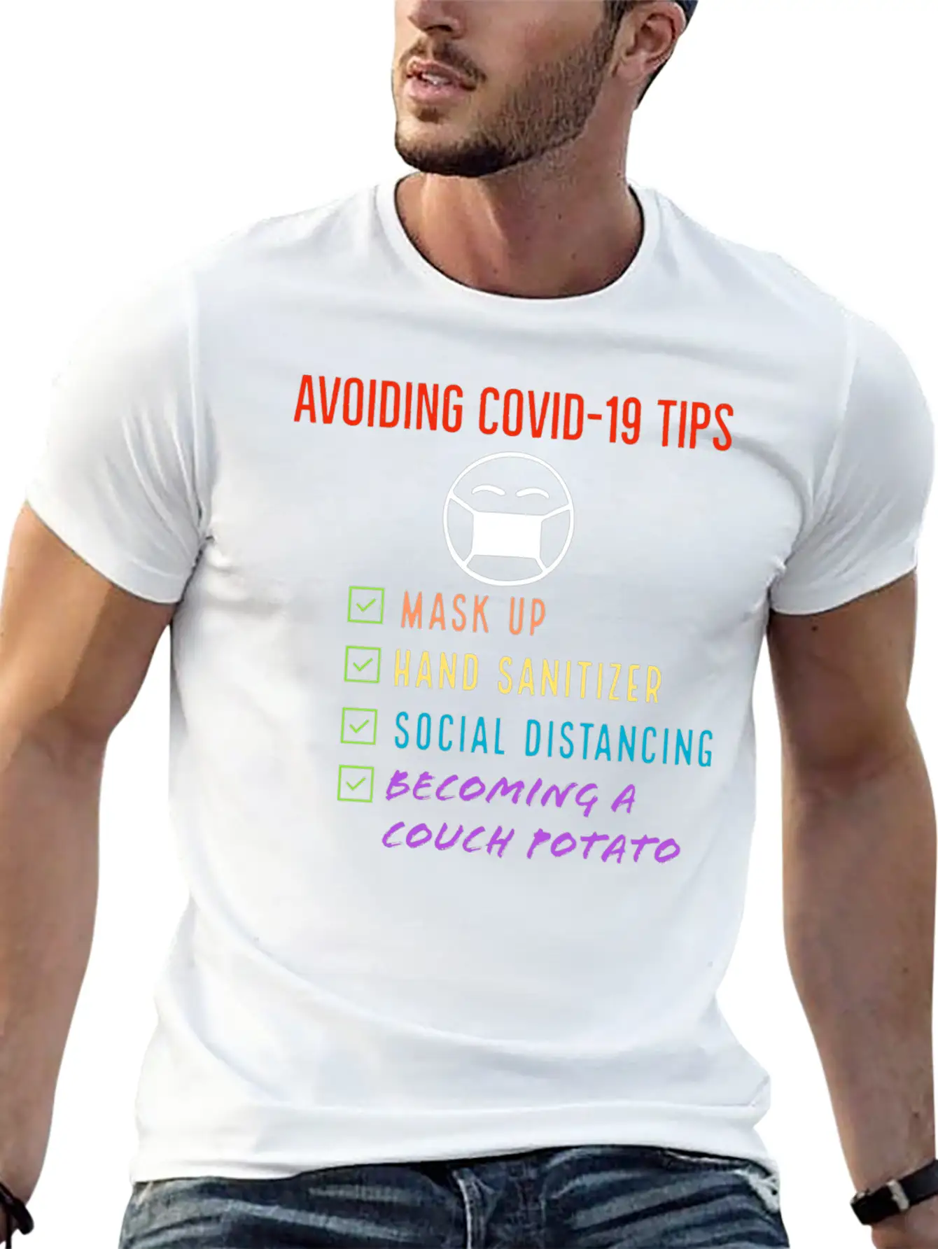 Avoiding Covid-19 Tips Checklist Lightweight Cotton T-Shirt – Daily Comfort Graphic Shirt