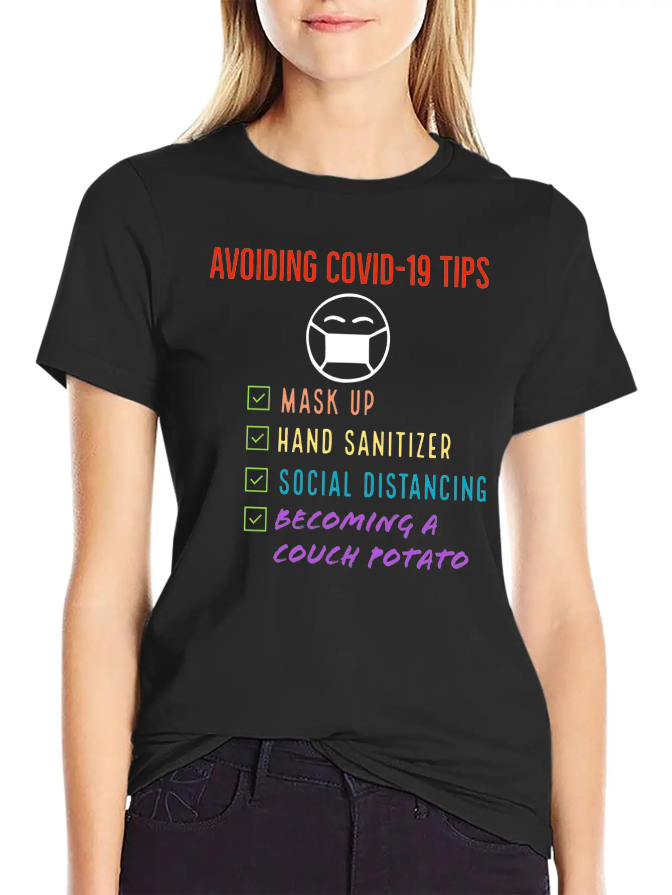 Avoiding Covid-19 Tips Checklist Lightweight Cotton T-Shirt – Daily Comfort Graphic Shirt
