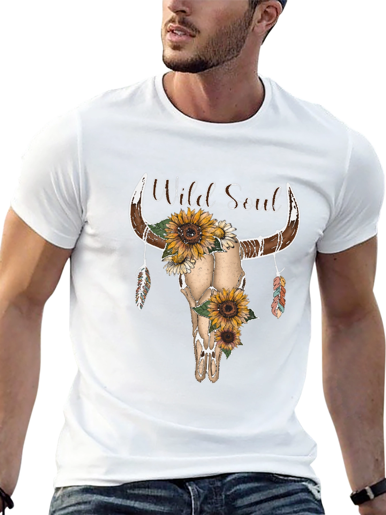 Wild Soul Sunflower Skull Graphic Tee - Unisex