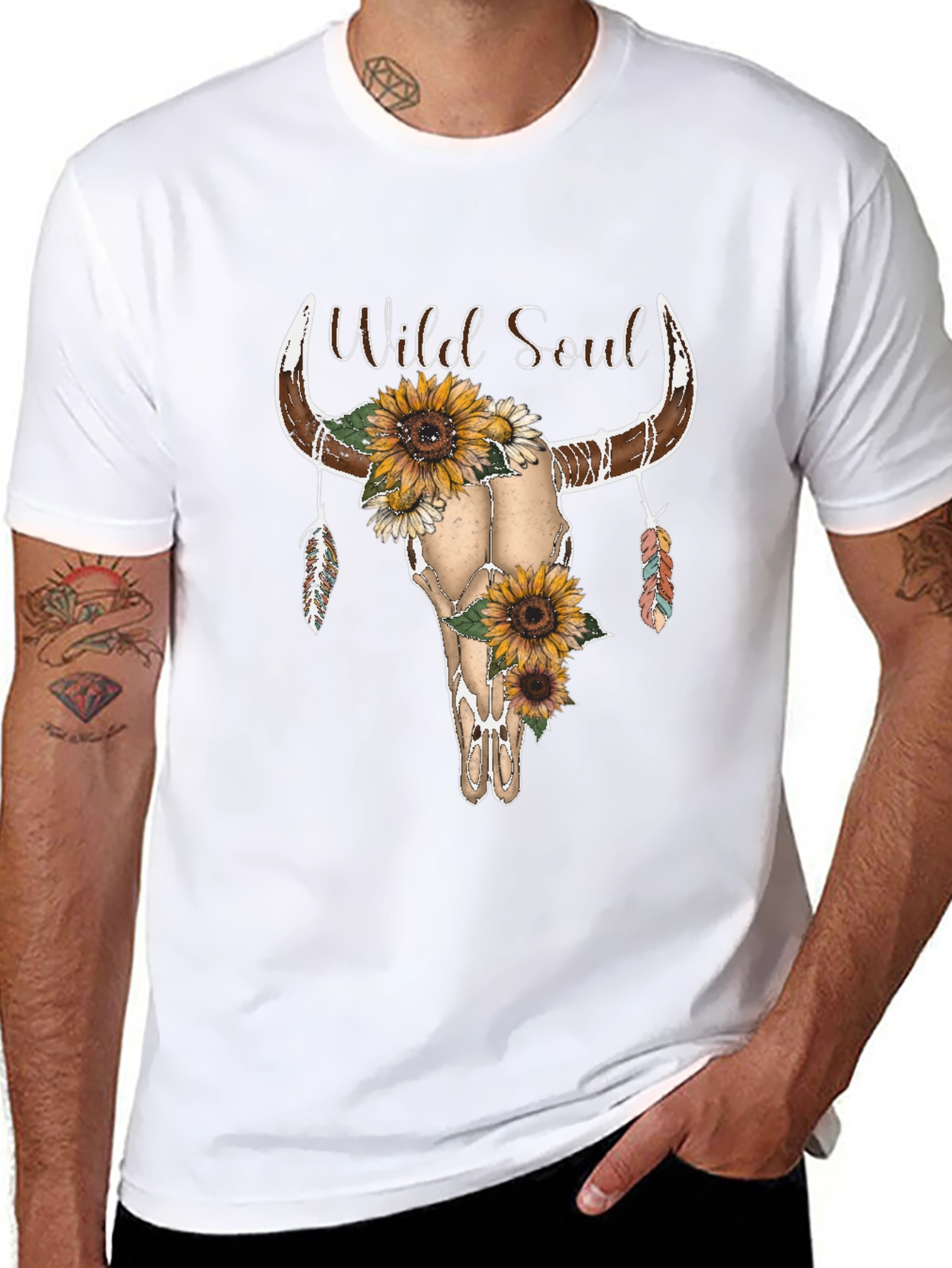 Wild Soul Sunflower Skull Graphic Tee - Unisex