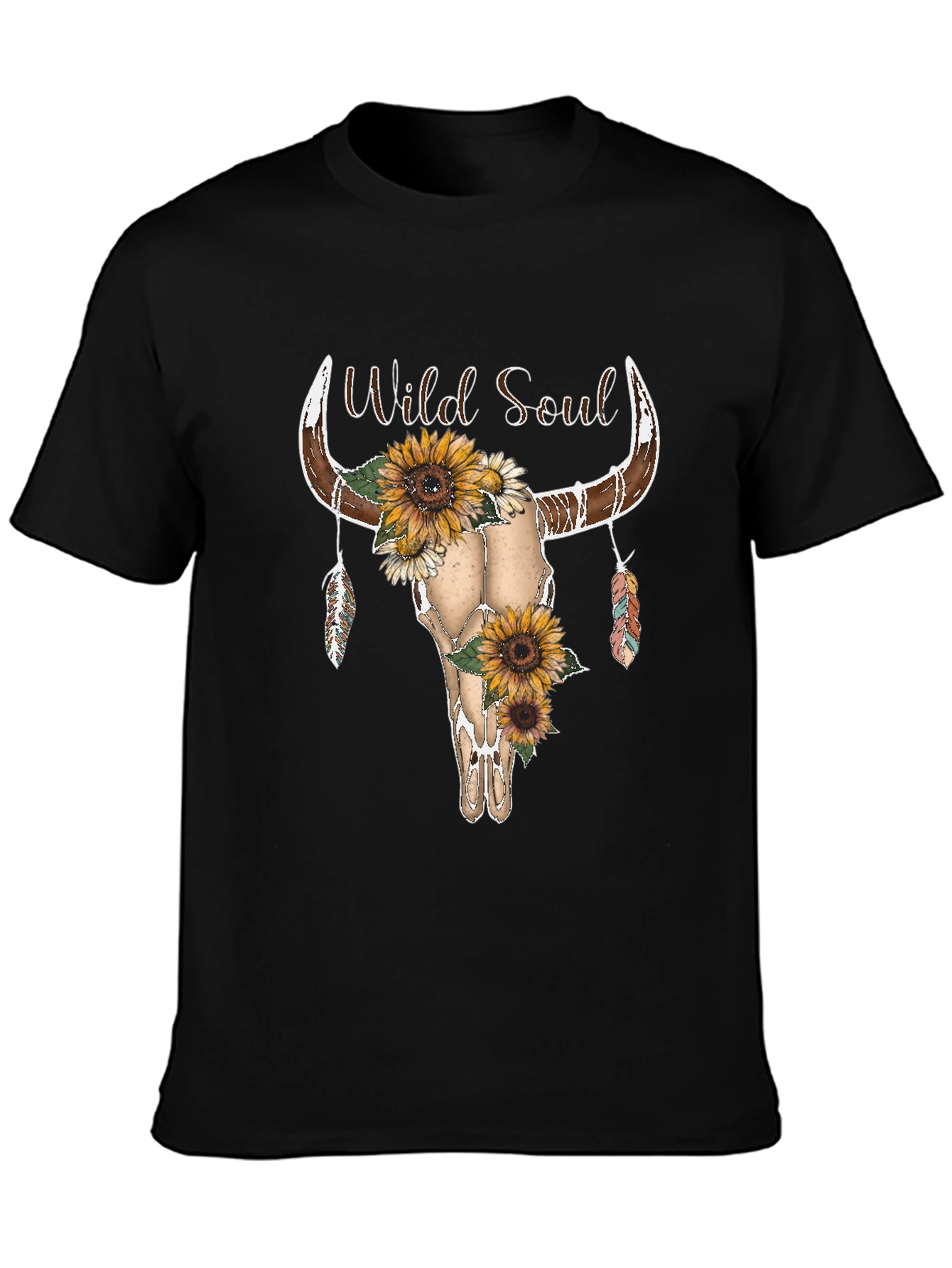 Wild Soul Sunflower Skull Graphic Tee - Unisex
