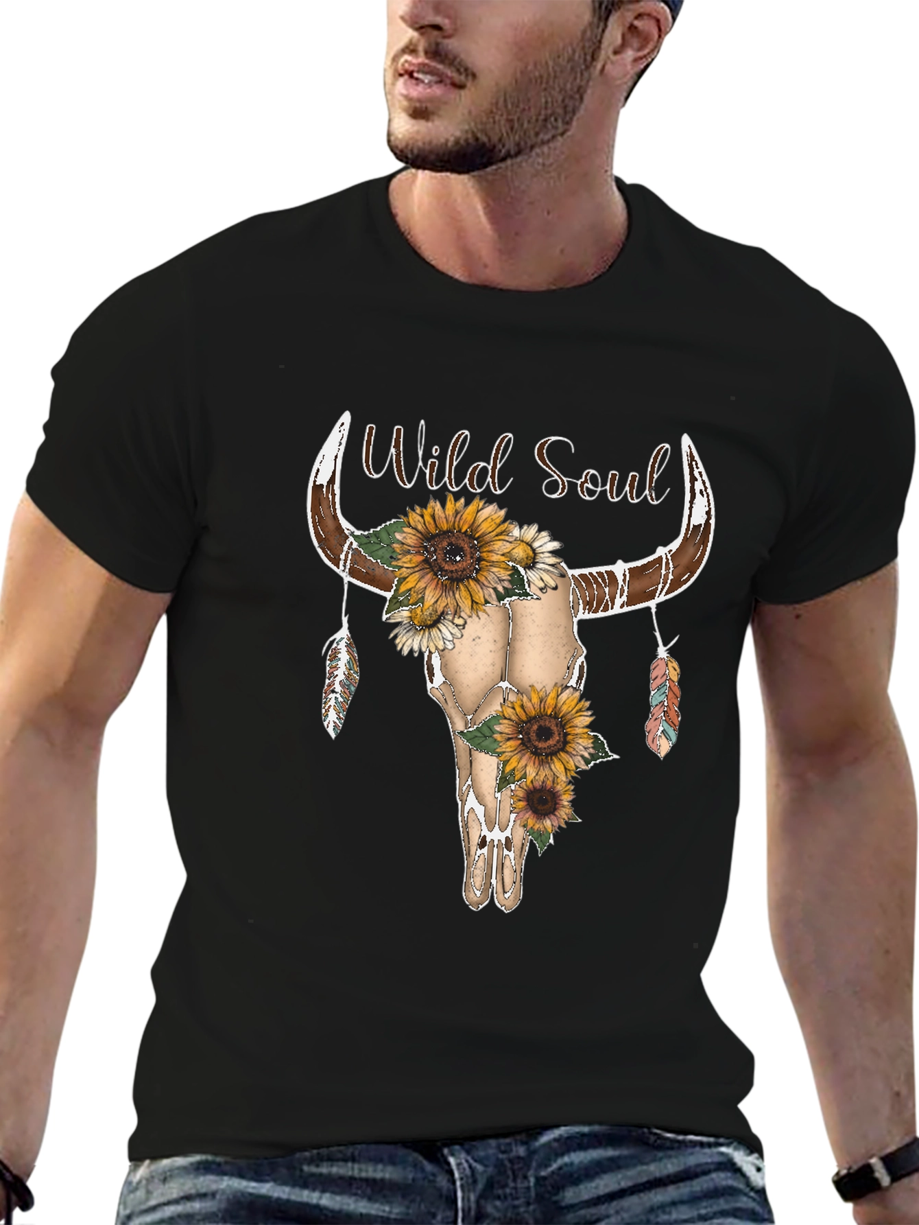 Wild Soul Sunflower Skull Graphic Tee - Unisex