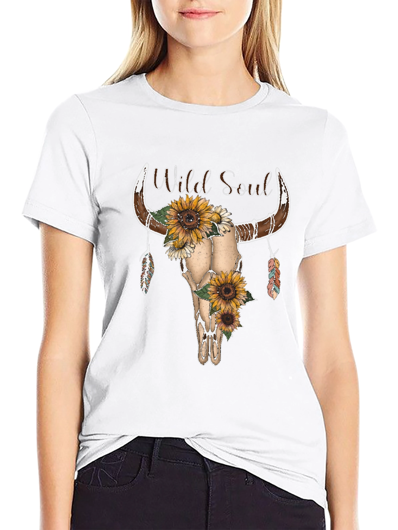 Wild Soul Sunflower Skull Graphic Tee - Unisex