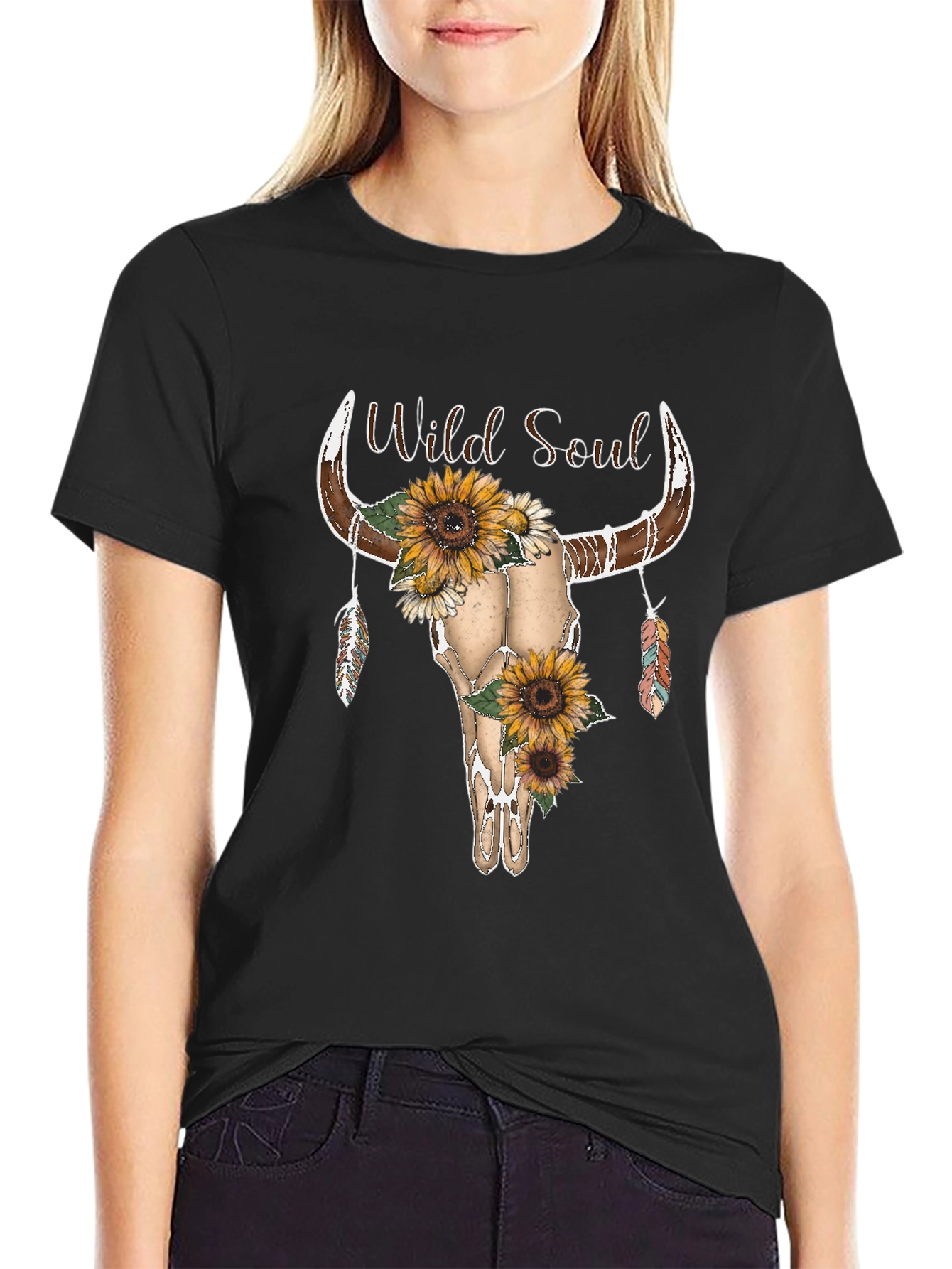 Wild Soul Sunflower Skull Graphic Tee - Unisex