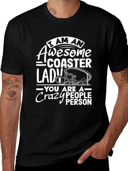 Awesome Coaster Lady Roller Coaster Fun Lightweight Cotton T-Shirt – Daily Comfort Graphic Shirt