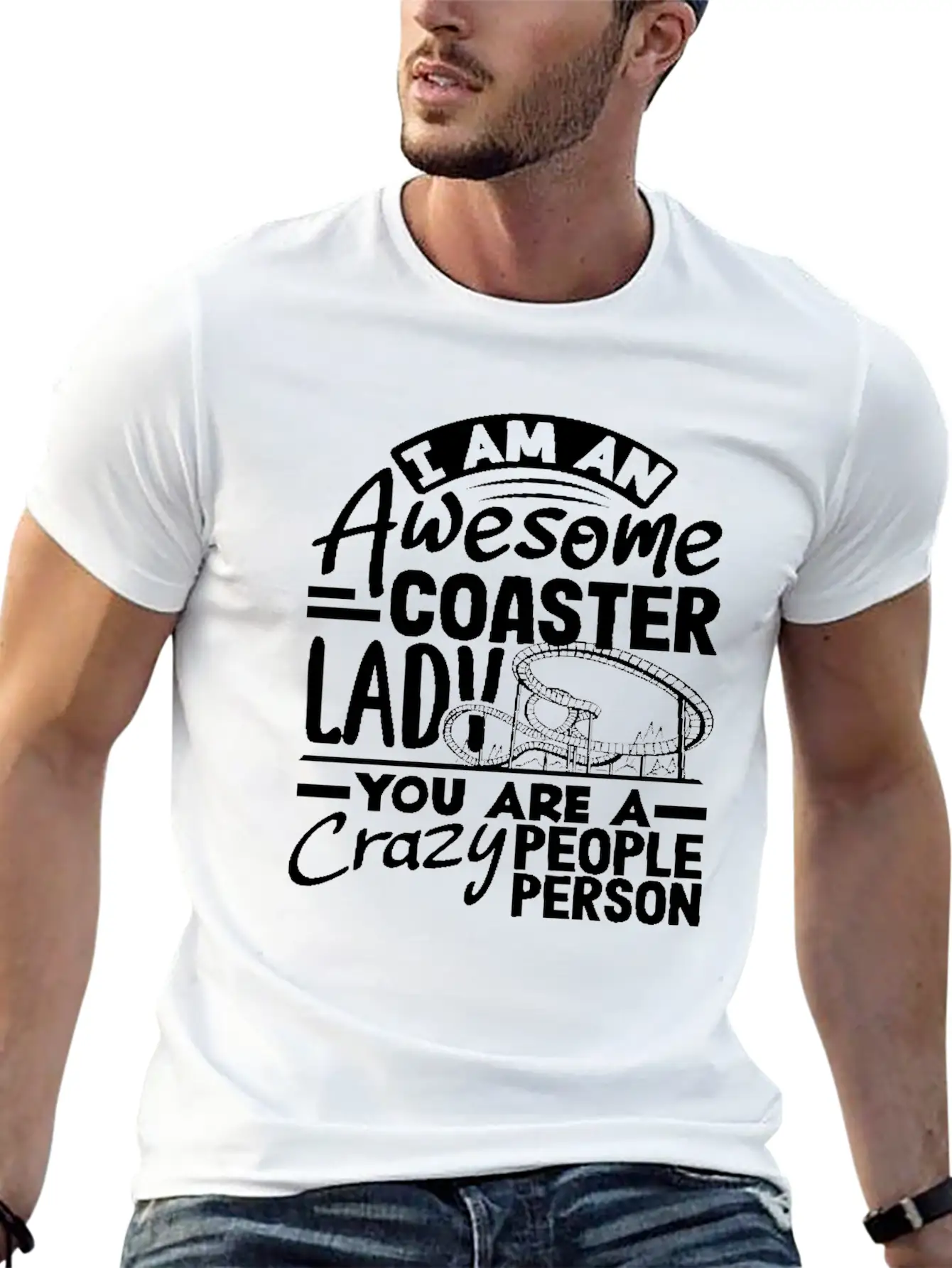 Awesome Coaster Lady Roller Coaster Fun Lightweight Cotton T-Shirt – Daily Comfort Graphic Shirt