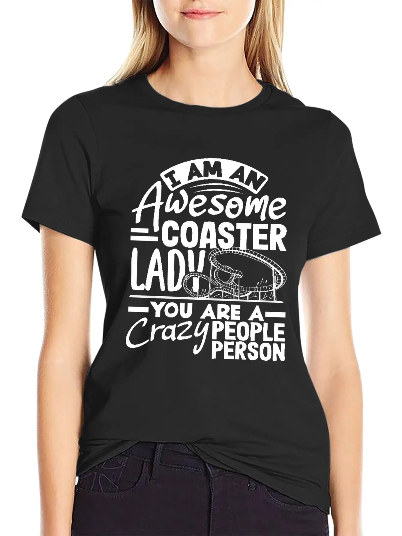 Awesome Coaster Lady Roller Coaster Fun Lightweight Cotton T-Shirt – Daily Comfort Graphic Shirt