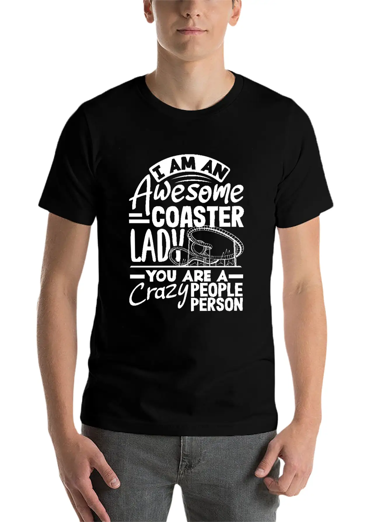 Awesome Coaster Lady Roller Coaster Fun Lightweight Cotton T-Shirt – Daily Comfort Graphic Shirt