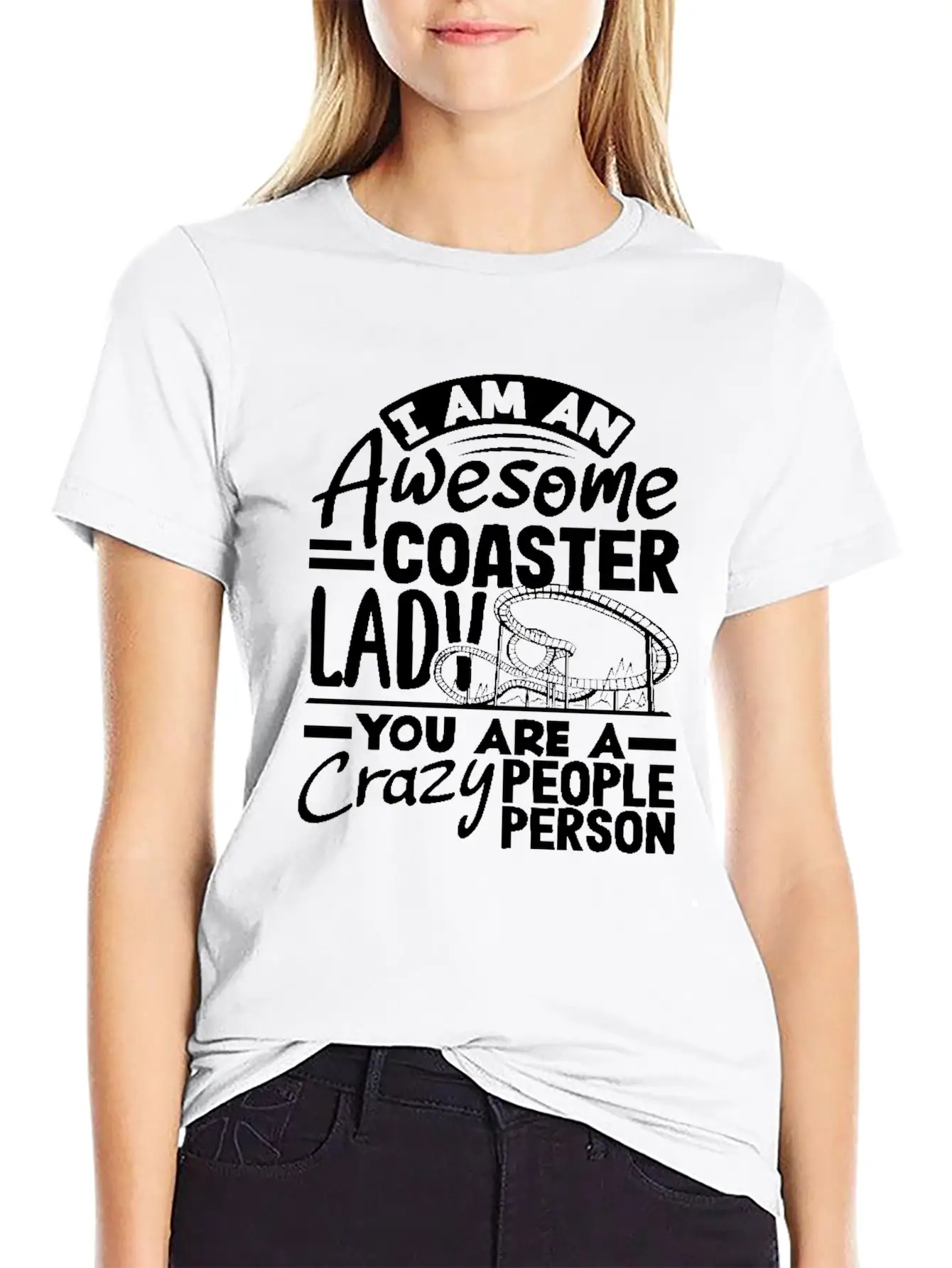 Awesome Coaster Lady Roller Coaster Fun Lightweight Cotton T-Shirt – Daily Comfort Graphic Shirt