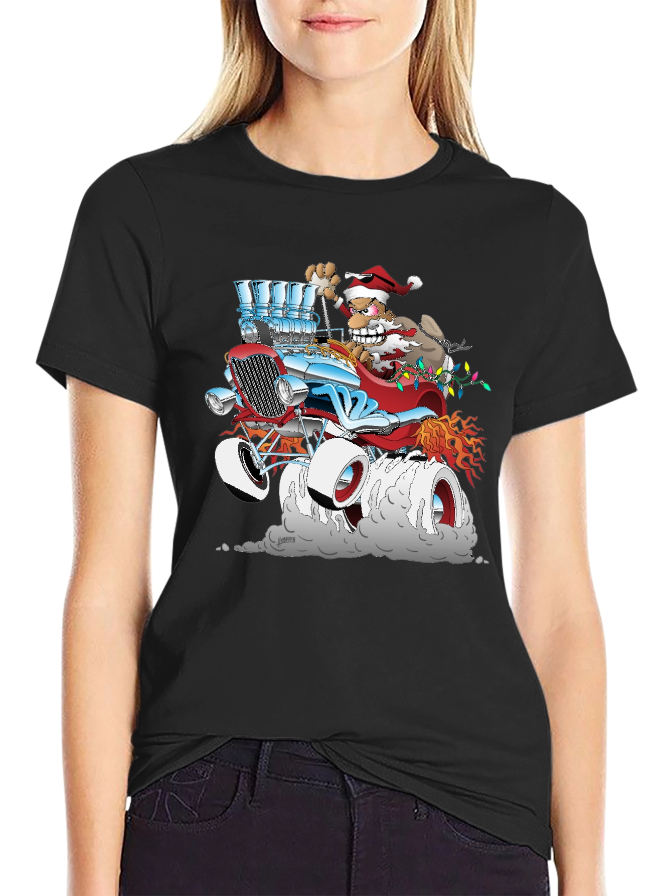 Santa Hot Rod Graphic T-Shirt